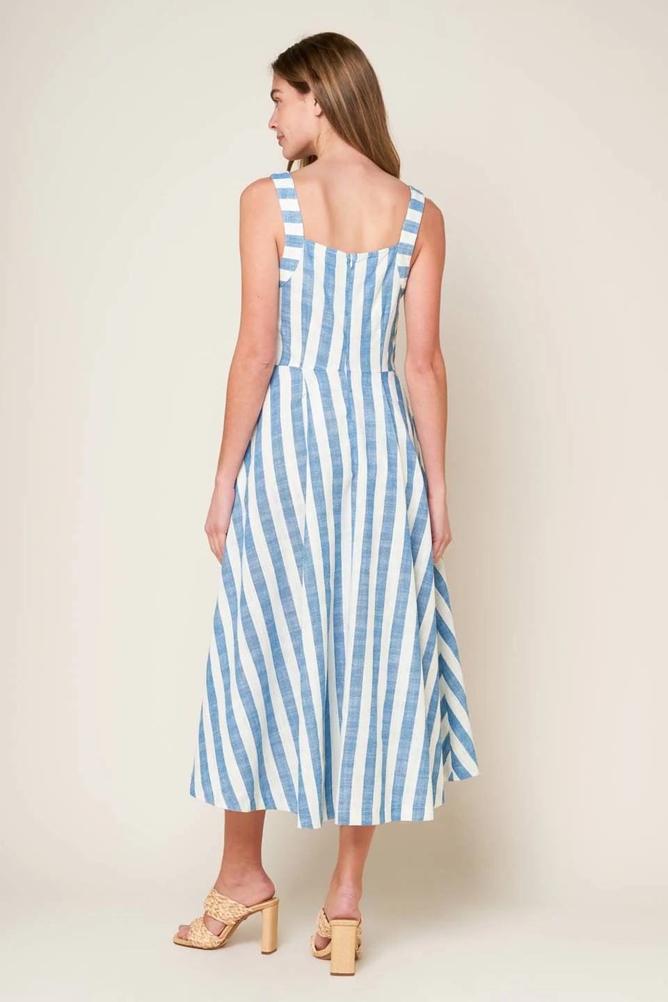 RIVERSIDE PARK BLUE STRIPE MIDI DRESS - Image 2