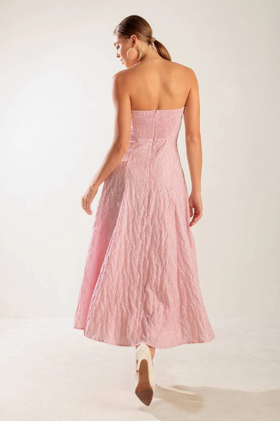 ROLL WITH IT LIGHT PINK MIDI DRESS - Image 2