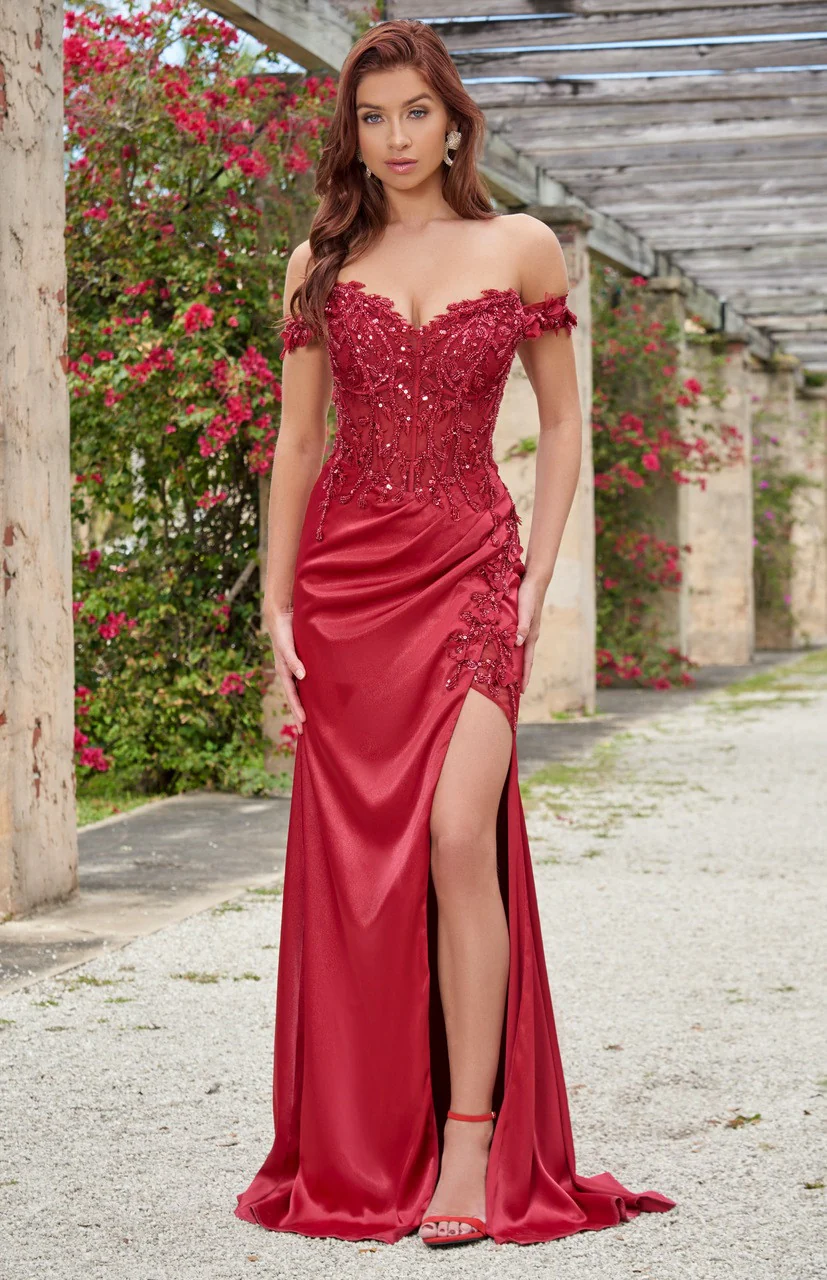 Rosaline Gown - Floral Detail Off-The-Shoulder Dress - Image 11
