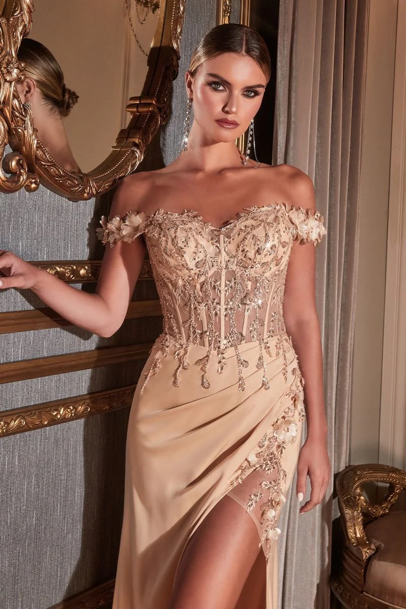 Rosaline Gown - Floral Detail Off-The-Shoulder Dress - Image 17
