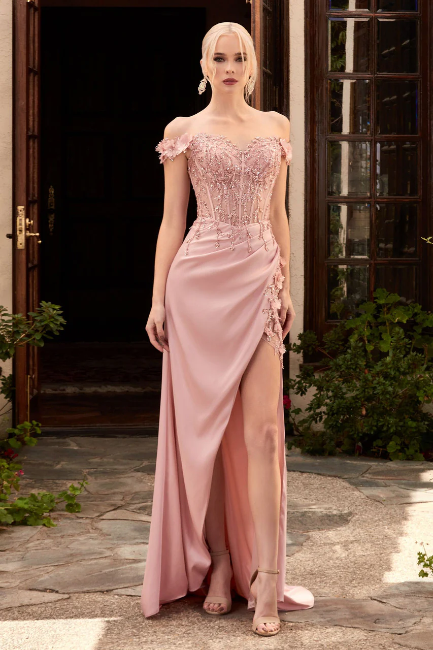 Rosaline Gown - Floral Detail Off-The-Shoulder Dress - Image 19
