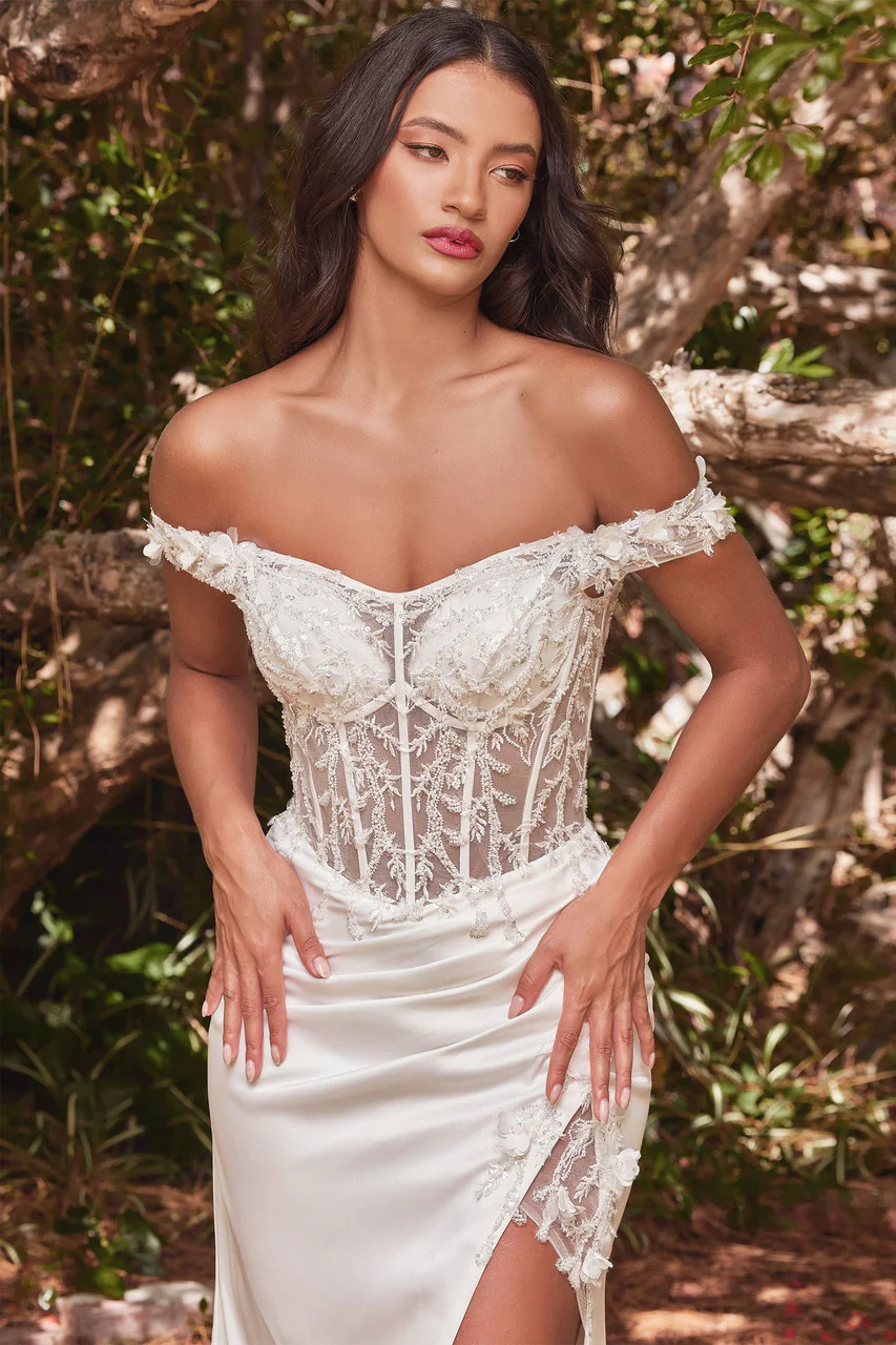 Rosaline Gown - Off White - Floral Off-The-Shoulder Dress - Image 3