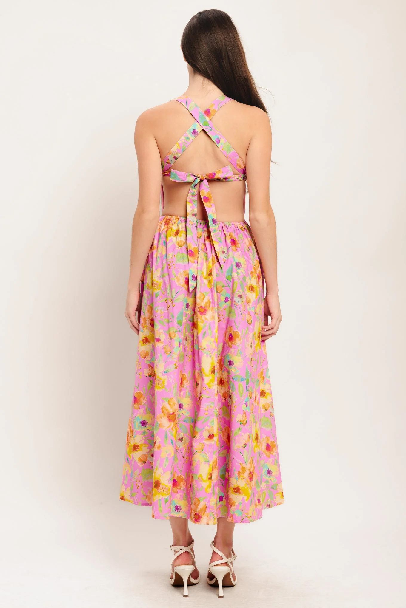 ROSY DAYDREAM PINK FLORAL MIDI DRESS - Image 2