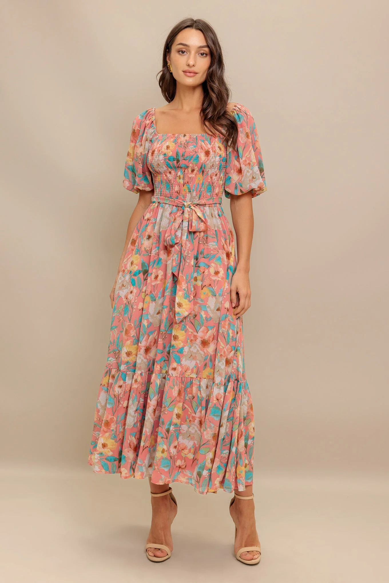 ROSY TWILIGHT FLORAL MIDI DRESS - Image 5