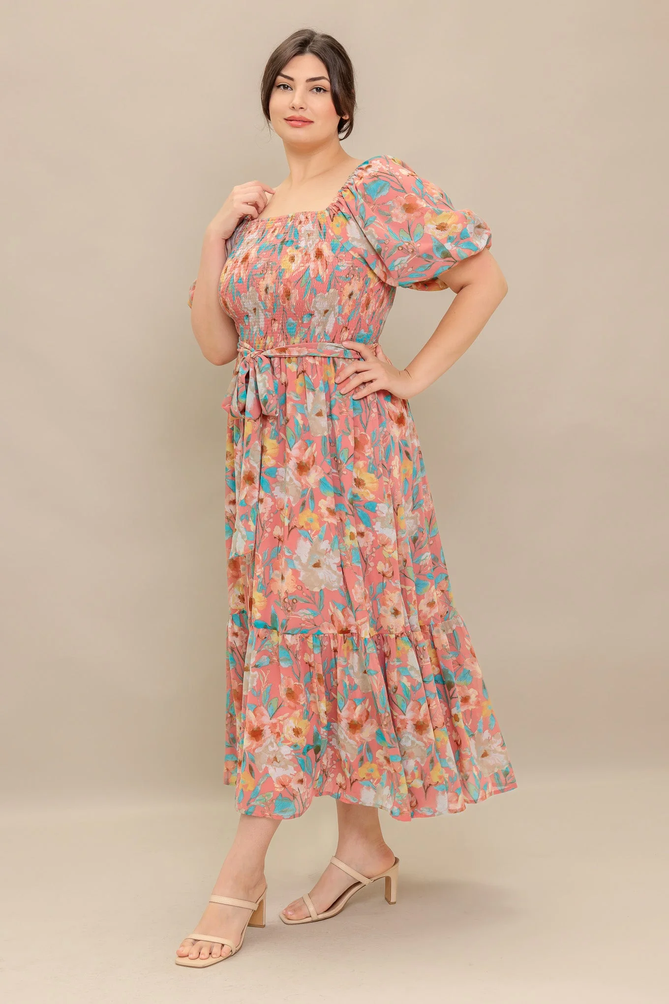 ROSY TWILIGHT FLORAL MIDI DRESS - Image 8