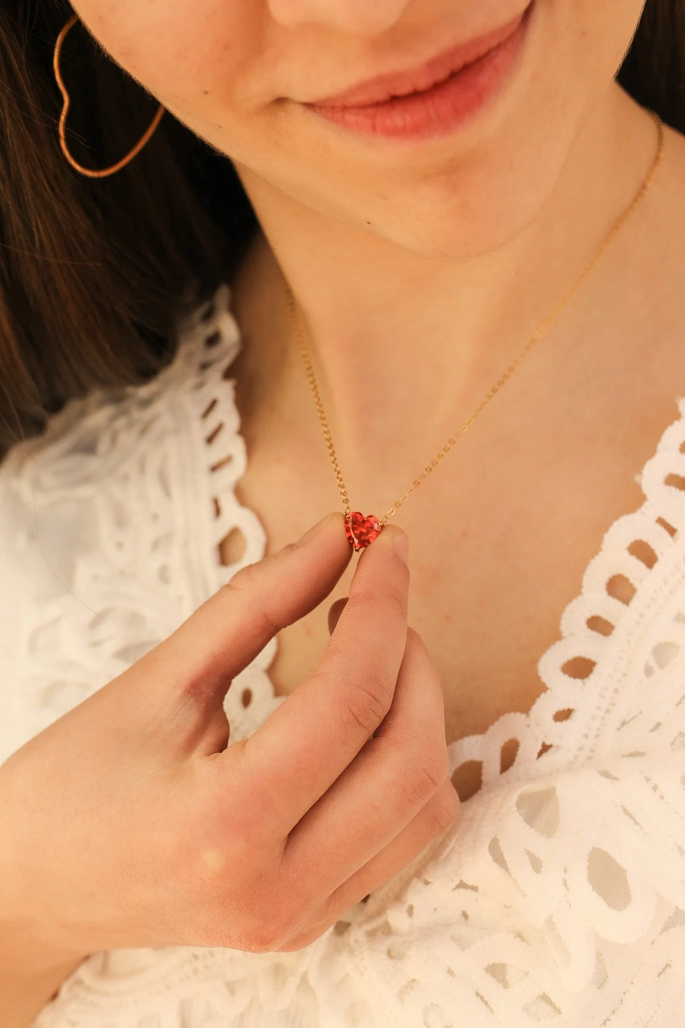 Ruby Heart Charm Necklace - Image 5