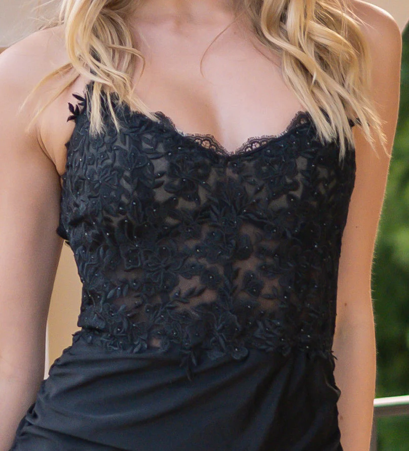 Rylie Gown - Black - Stretch Fitted Dress With Lace Bodice - Image 3