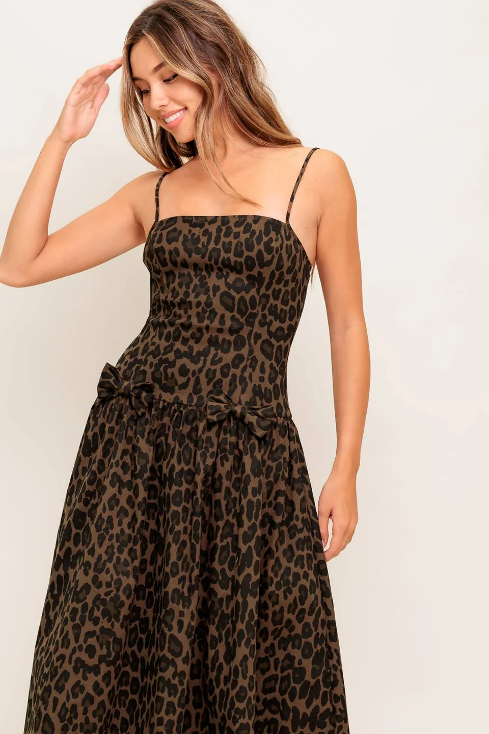 SAVANNAH DARK BROWN MIDI DRESS LEOPARD PRINT - Image 5