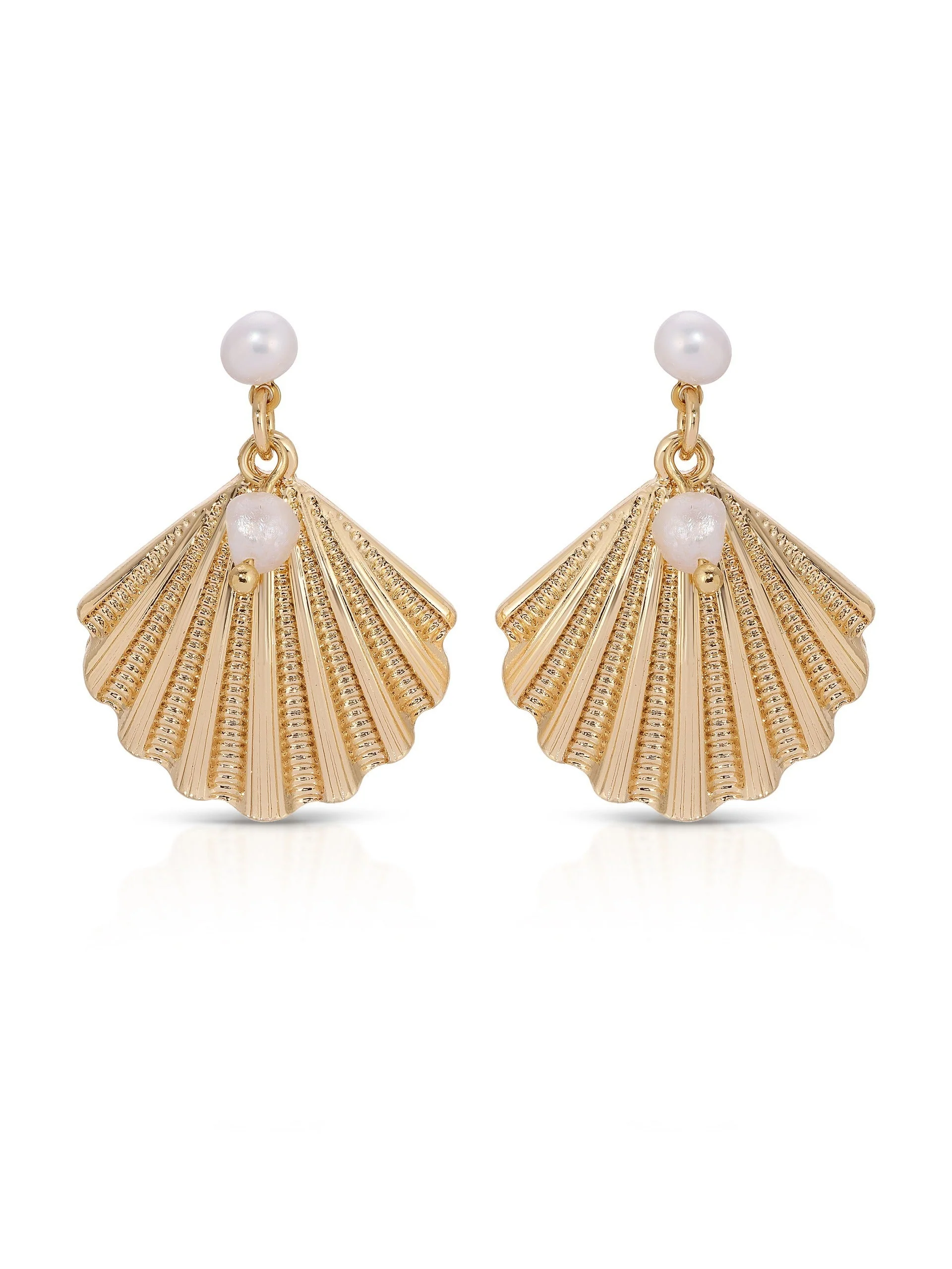 Scallop Shell and Pearl Earrings - Image 2