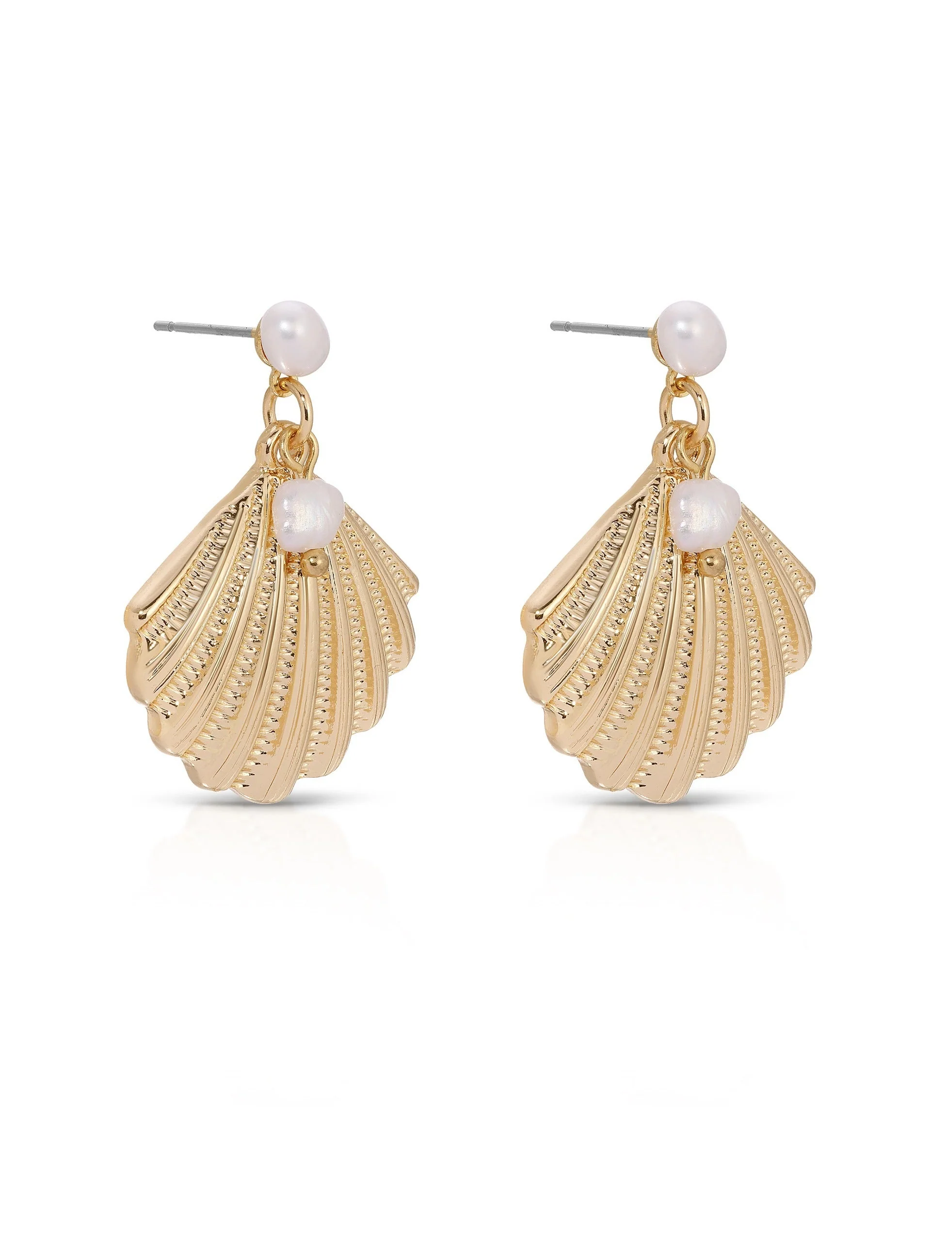 Scallop Shell and Pearl Earrings - Image 3