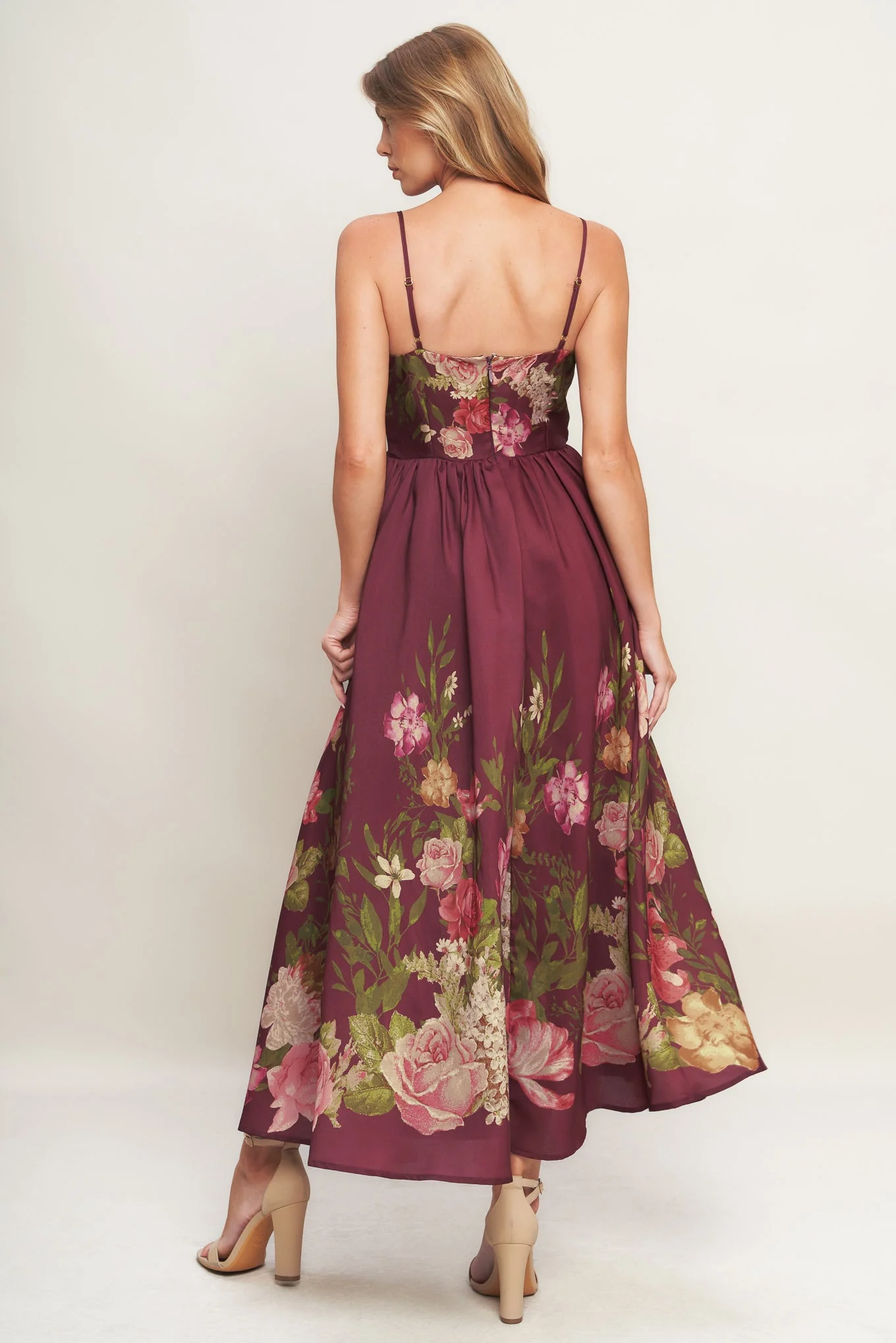 SECRET GARDEN ROMANCE BURGUNDY MAXI DRESS - FINAL SALE - Image 2