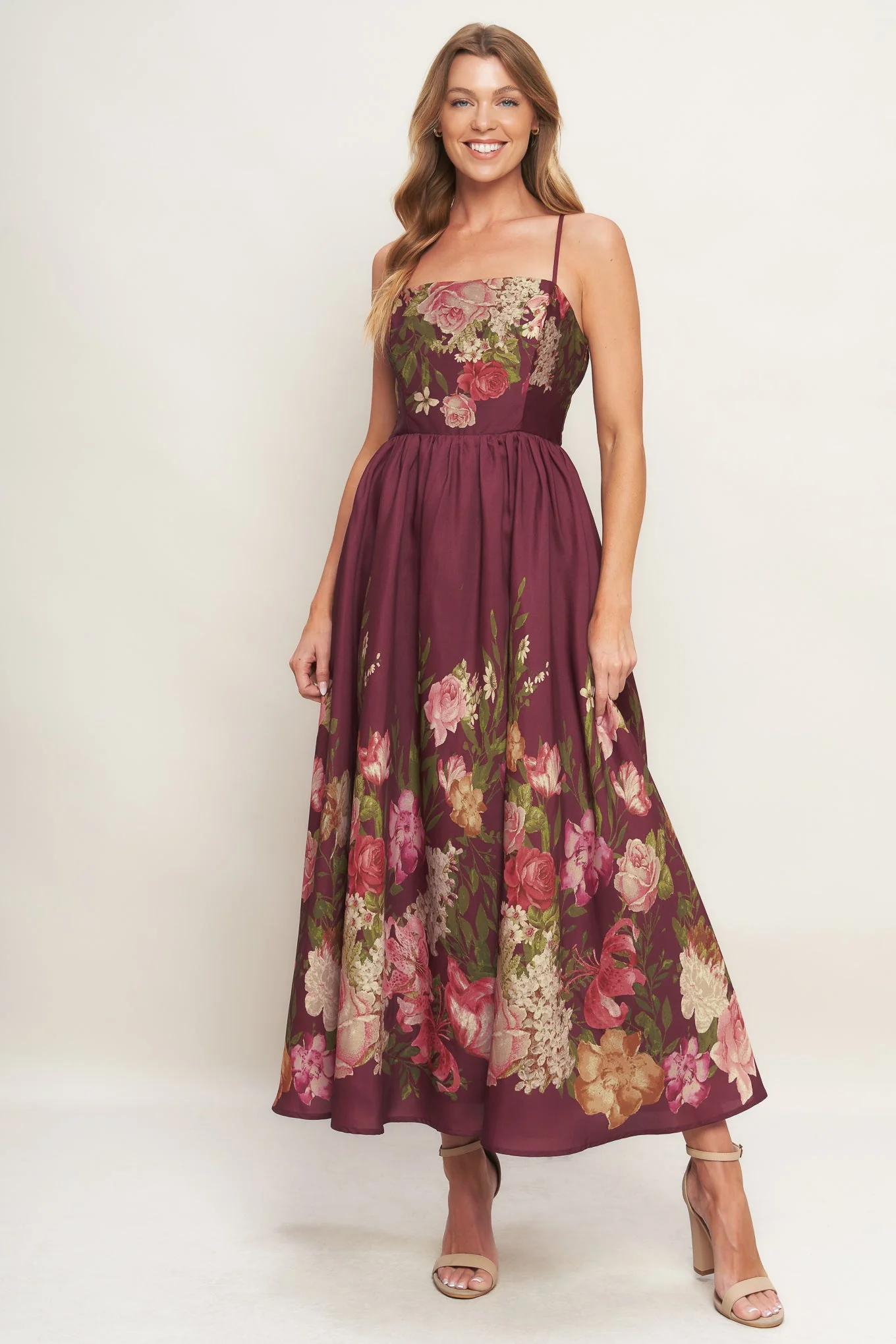 SECRET GARDEN ROMANCE BURGUNDY MAXI DRESS - FINAL SALE - Image 4