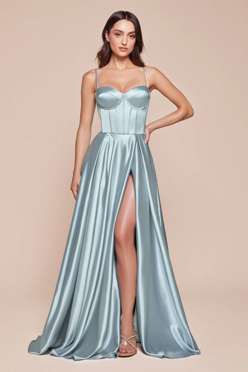 SELMA GOWN - A-LINE LUXE SATIN BUSTIER DRESS - Image 10