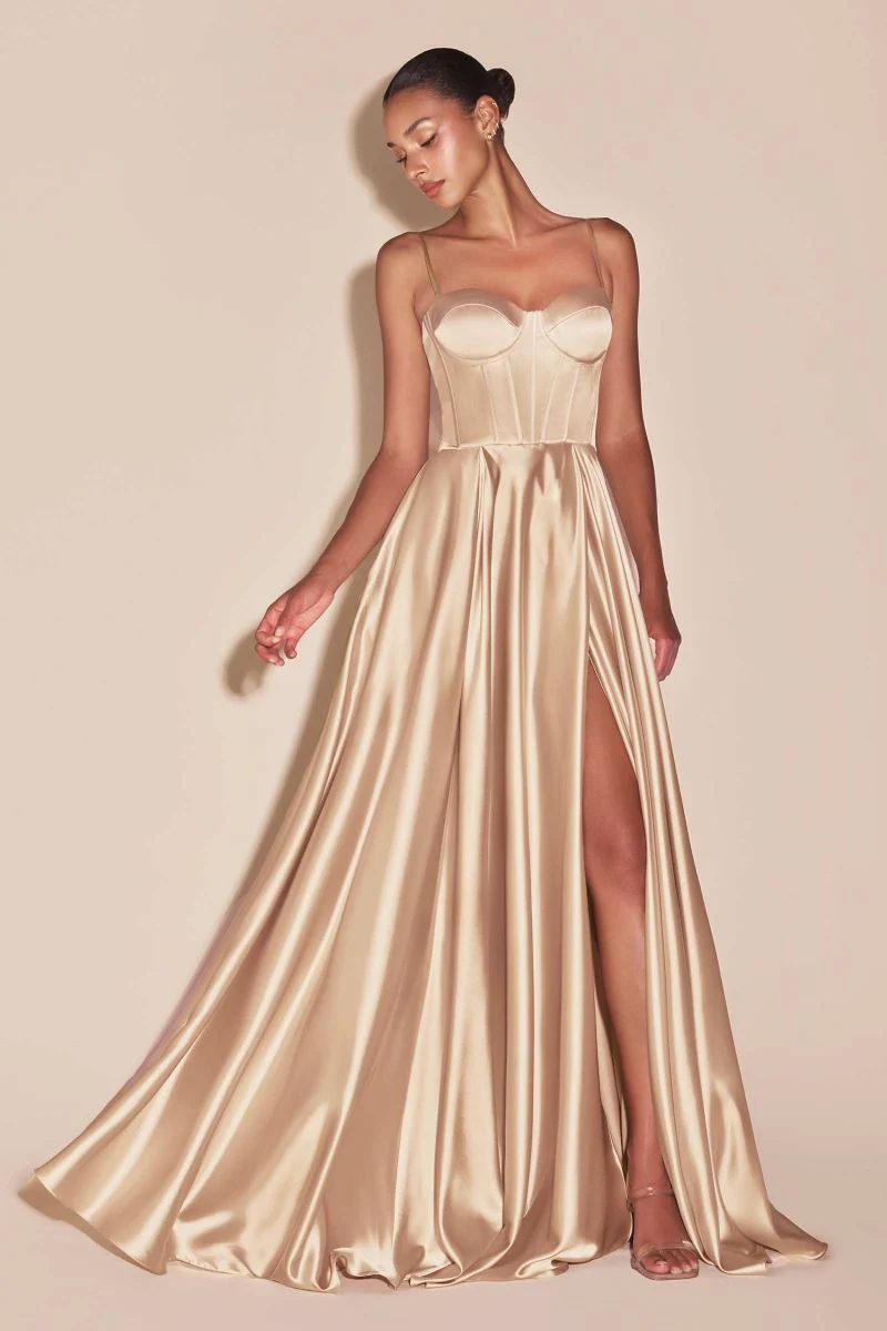 SELMA GOWN - A-LINE LUXE SATIN BUSTIER DRESS - Image 16