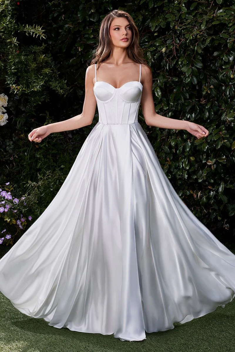 Selma Gown - Off White - A-LINE LUXE SATIN BUSTIER DRESS - Image 2