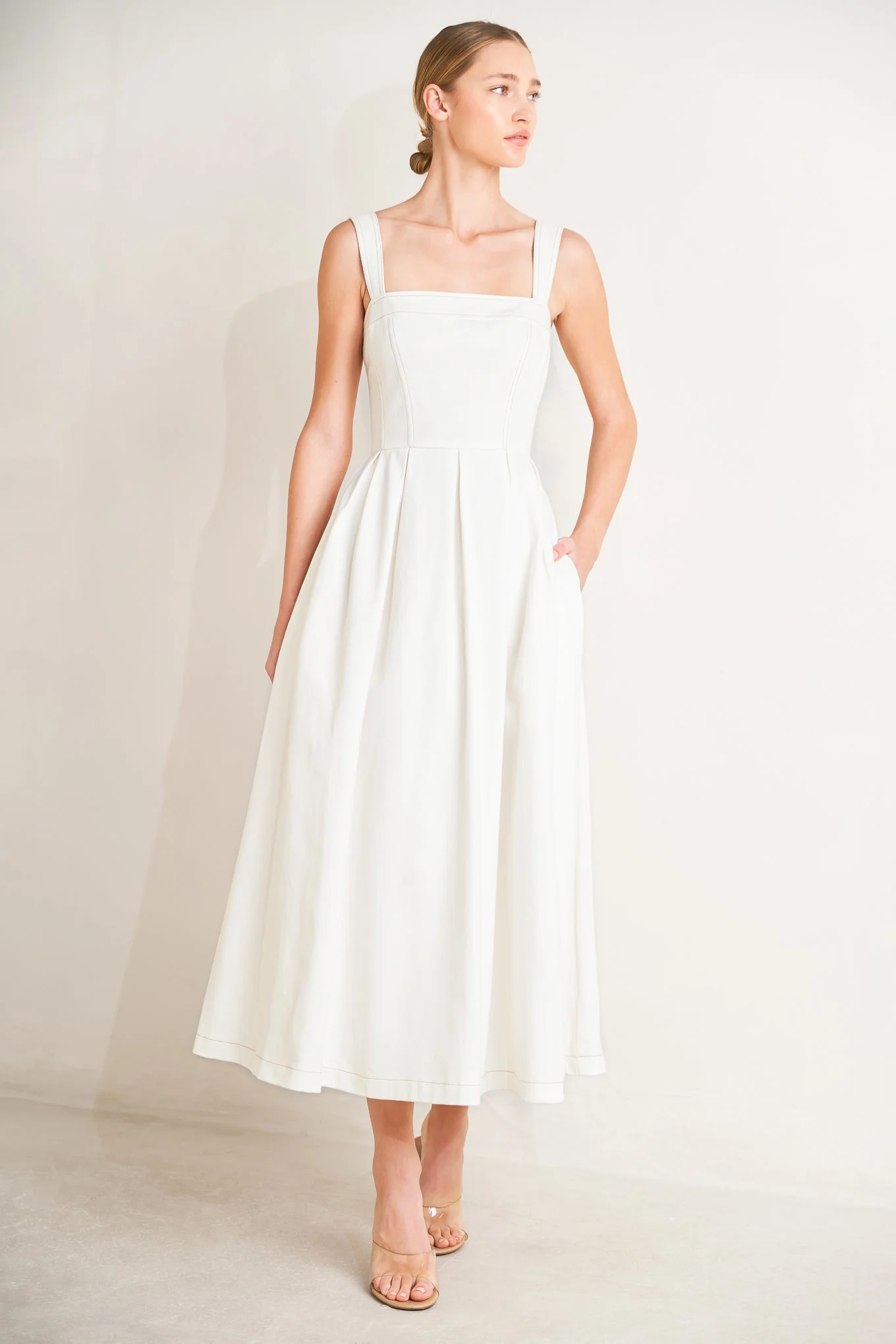 SERENE CHARM OFF WHITE MIDI DRESS - Image 3