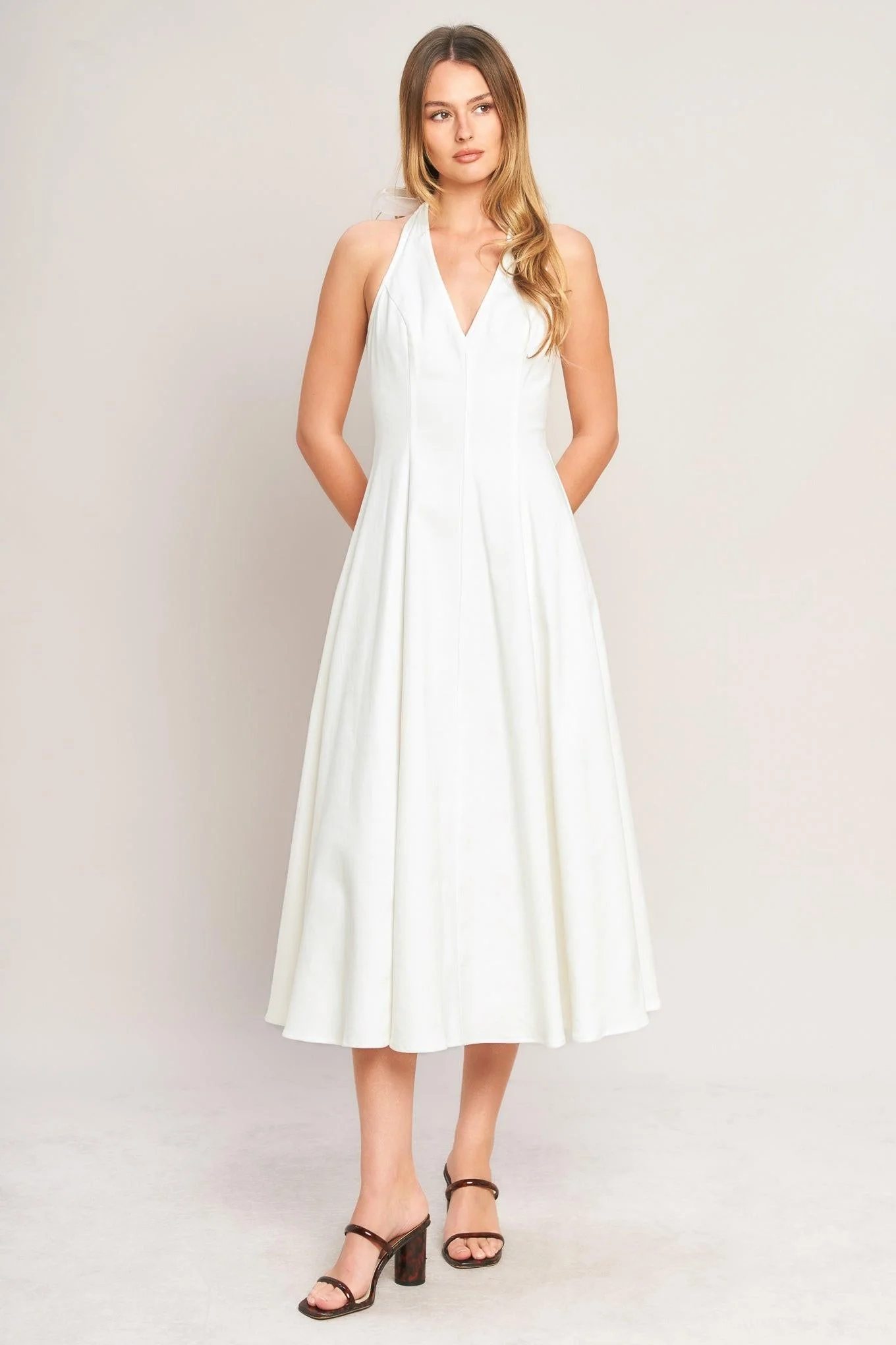 SERENE MOMENT WHITE HALTER MIDI DRESS - Image 4