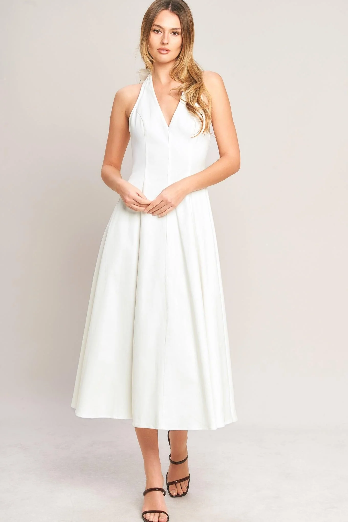 SERENE MOMENT WHITE HALTER MIDI DRESS - Image 6