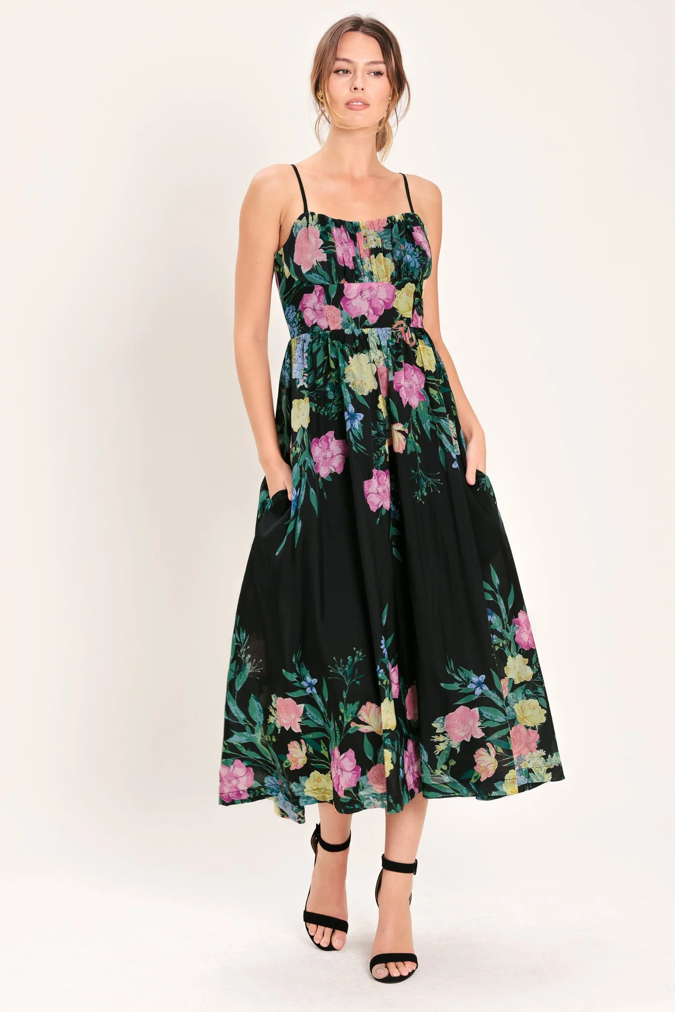 SHADOW FLORAL MIDI DRESS - Image 3