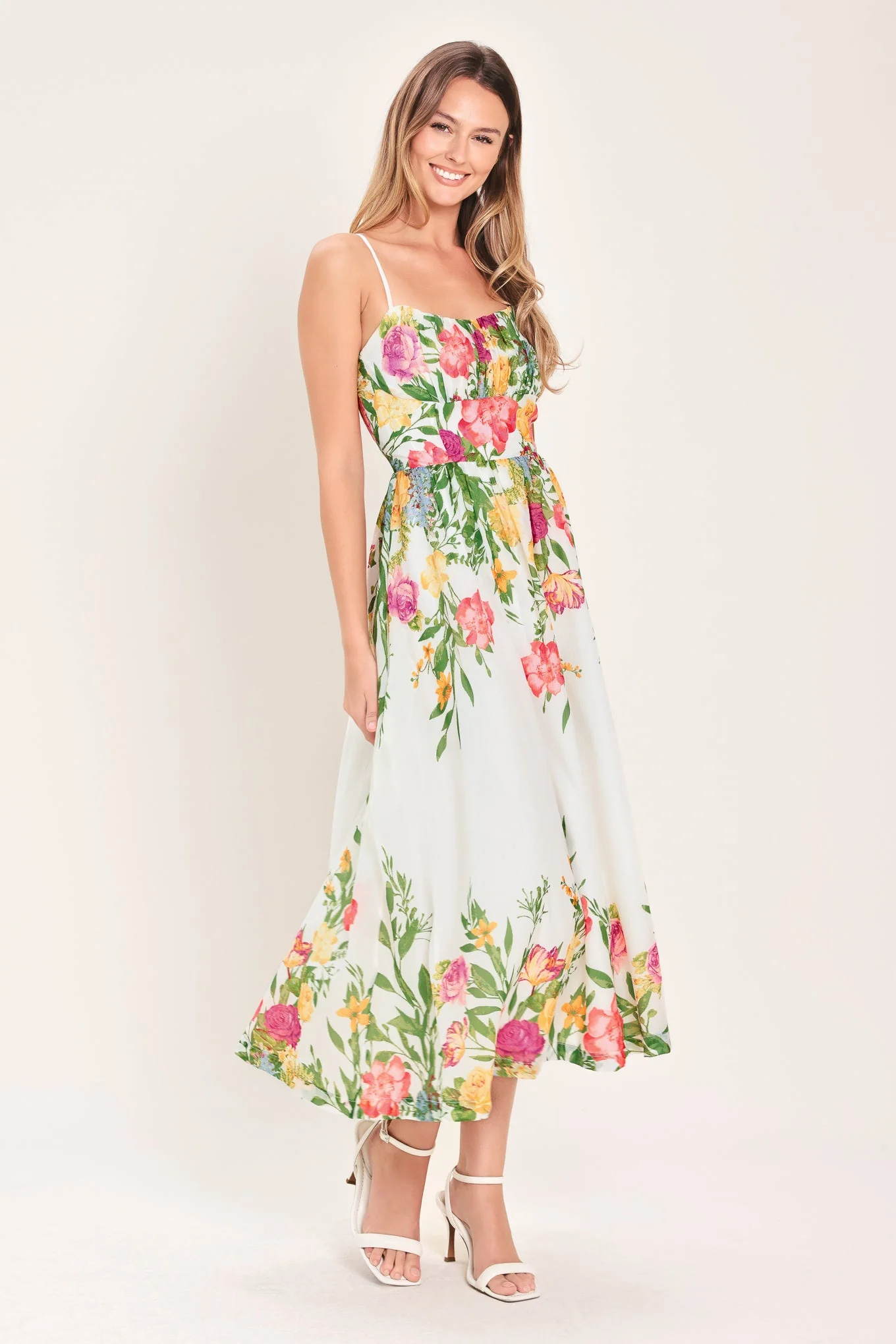 SHADOW FLORAL MIDI DRESS - Image 9