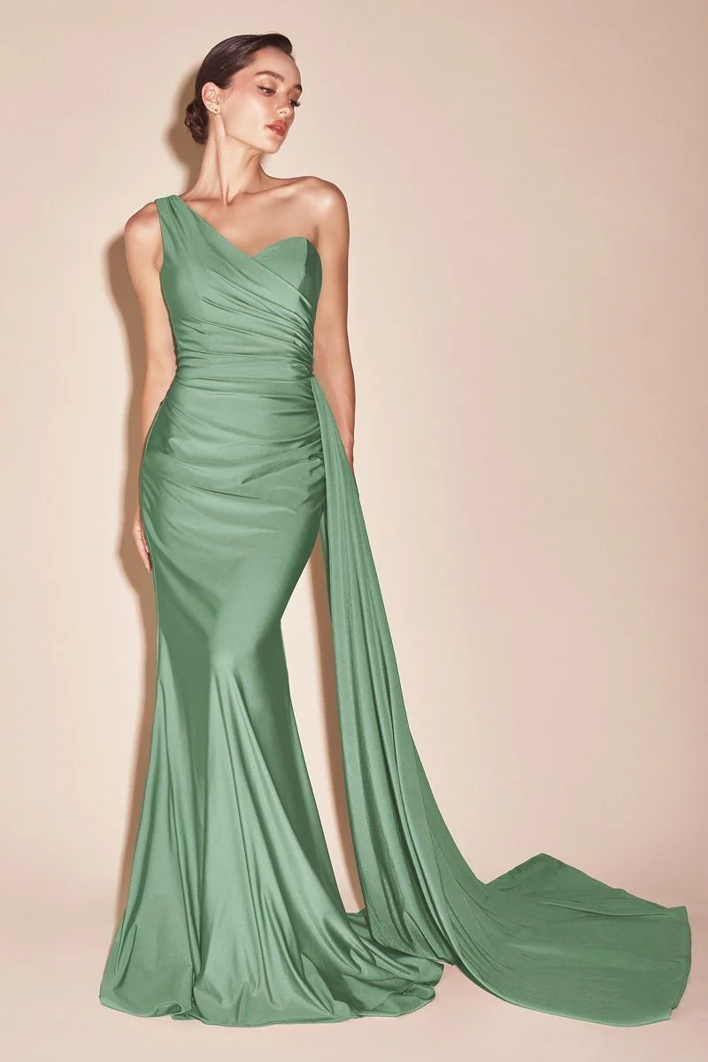 SHANNON GOWN - ONE SHOULDER STRETCH SPANDEX SATIN DRESS - Image 11