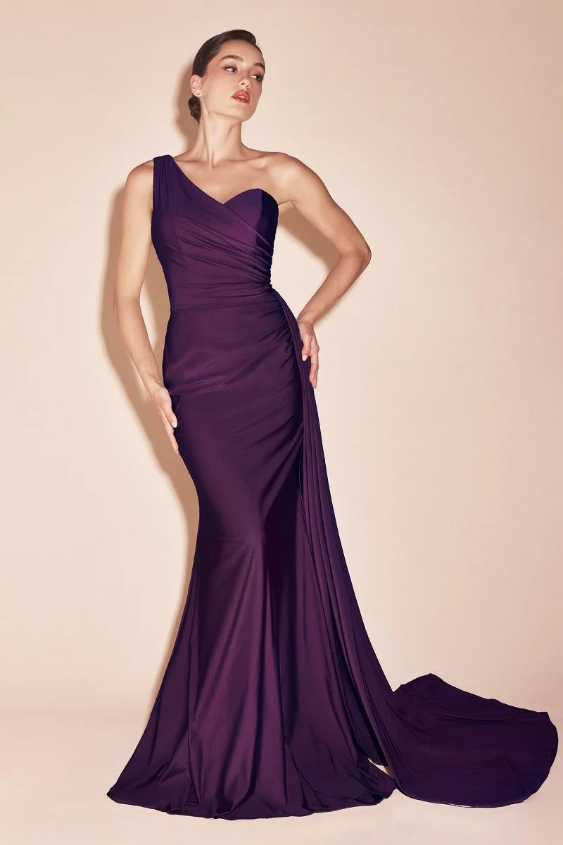 SHANNON GOWN - ONE SHOULDER STRETCH SPANDEX SATIN DRESS - Image 19