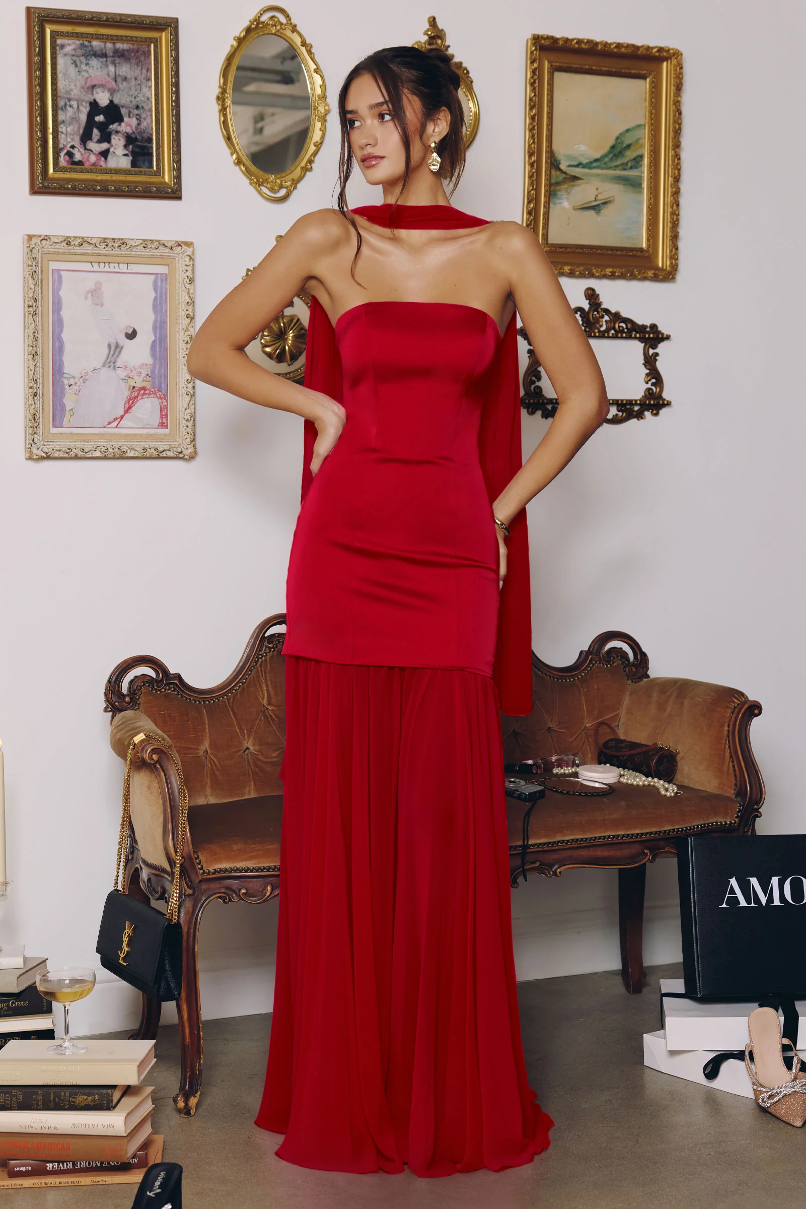 Sheila Strapless Maxi Dress With Scarf - Image 12