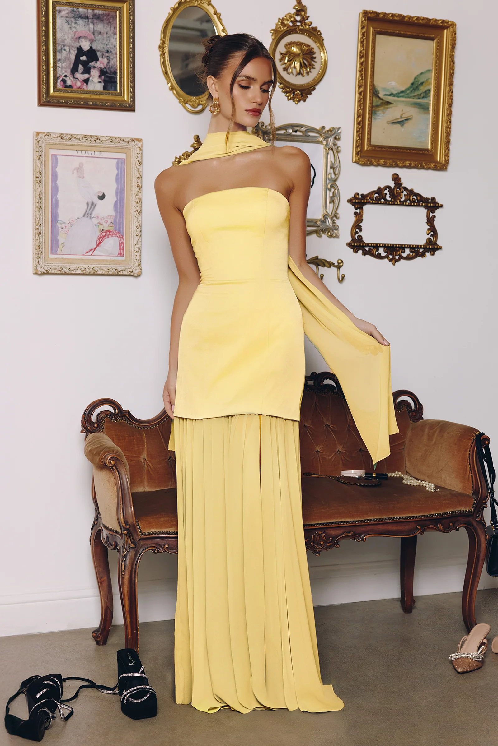Sheila Strapless Maxi Dress With Scarf - Image 8