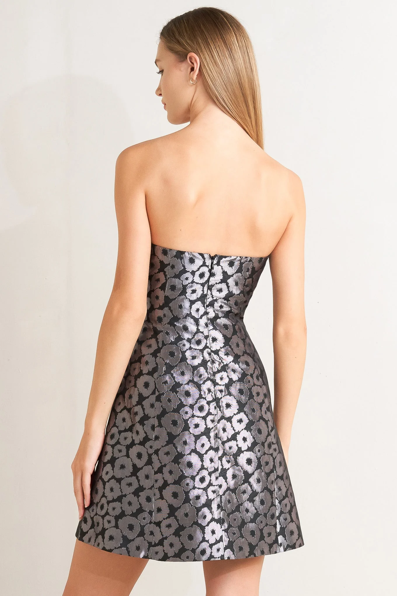 SHINE ON BLACK & SILVER STRAPLESS MINI DRESS - Image 2