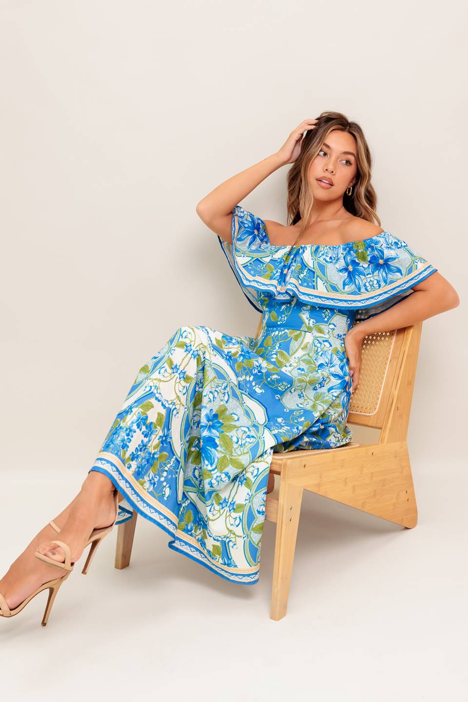 SIERRA POWDER BLUE FLORAL MIDI DRESS - Image 3
