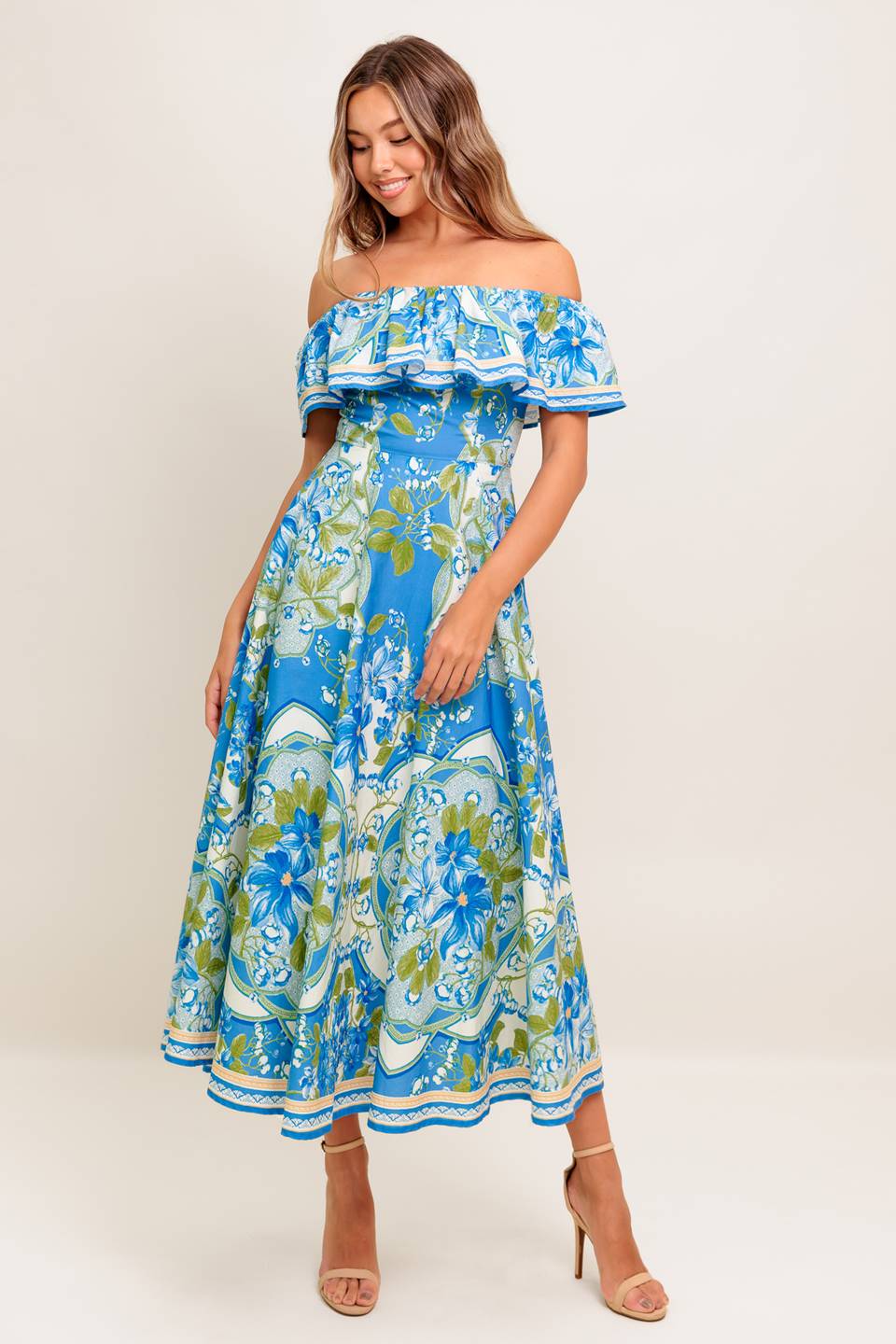 SIERRA POWDER BLUE FLORAL MIDI DRESS - Image 5