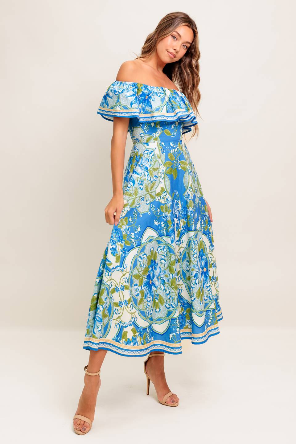 SIERRA POWDER BLUE FLORAL MIDI DRESS - Image 7