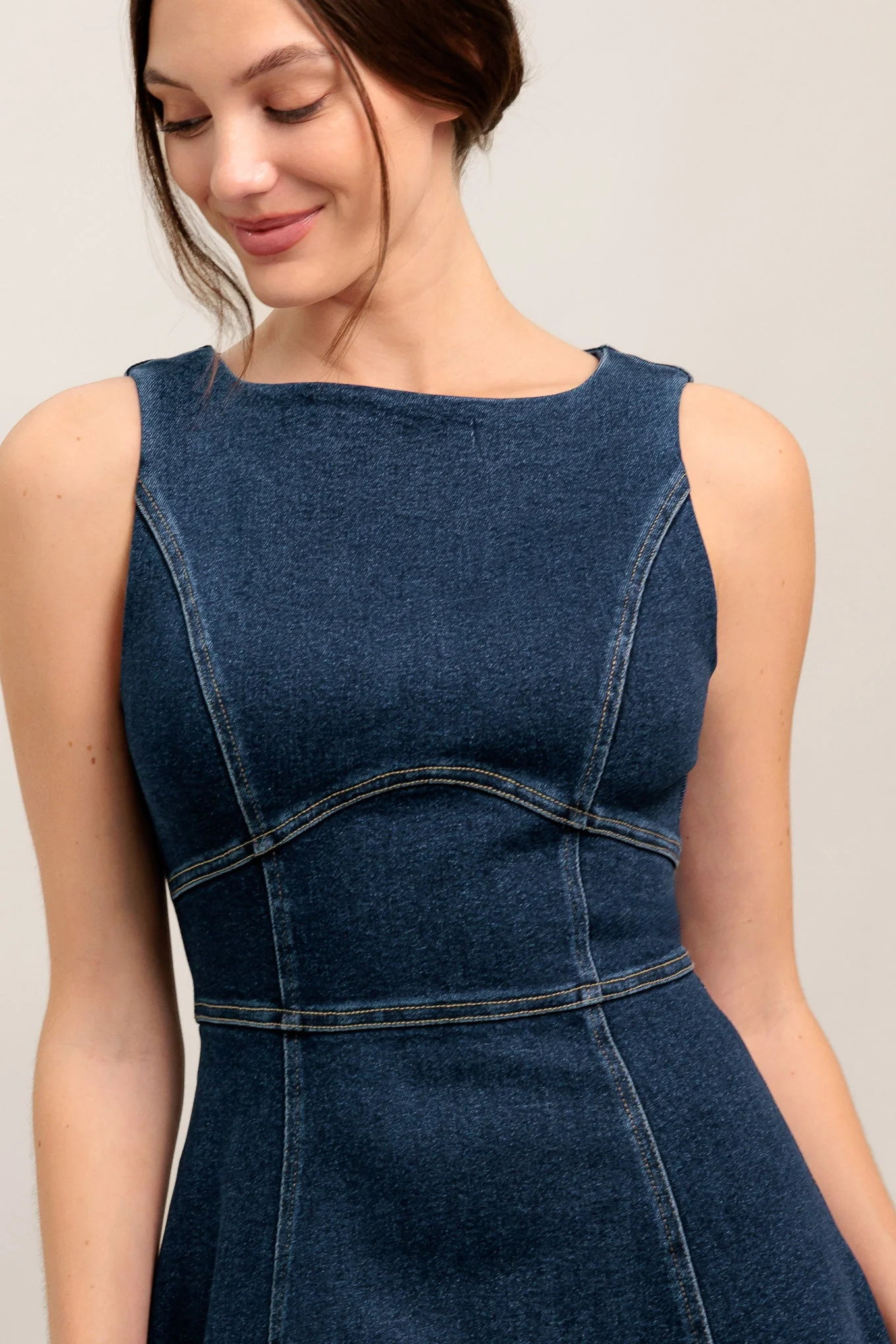 SIMPLE STATEMENT DENIM MIDI DRESS - Image 7