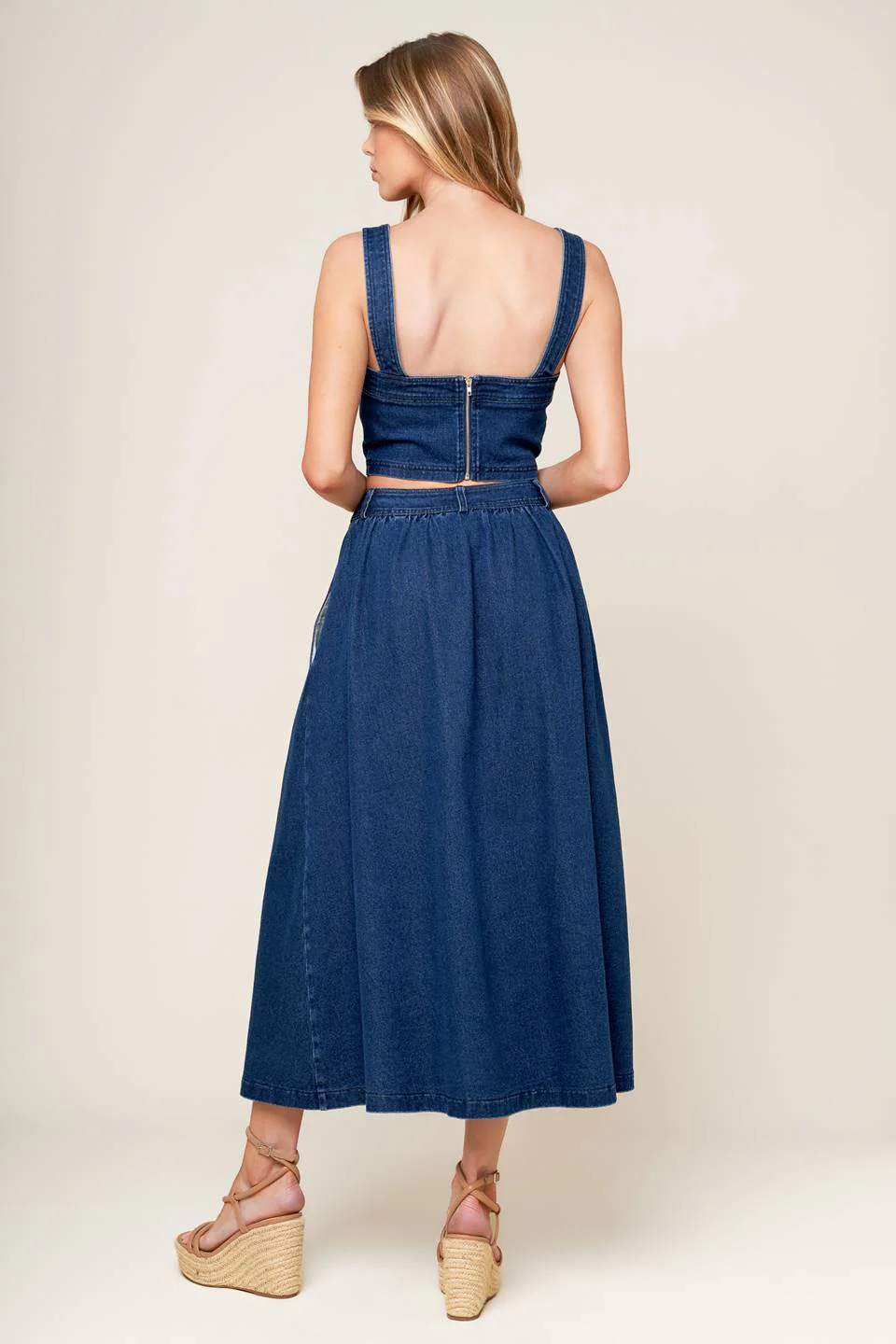 SIMPLY THE VIBE - DENIM CROP TOP & SKIRT SET - Image 2