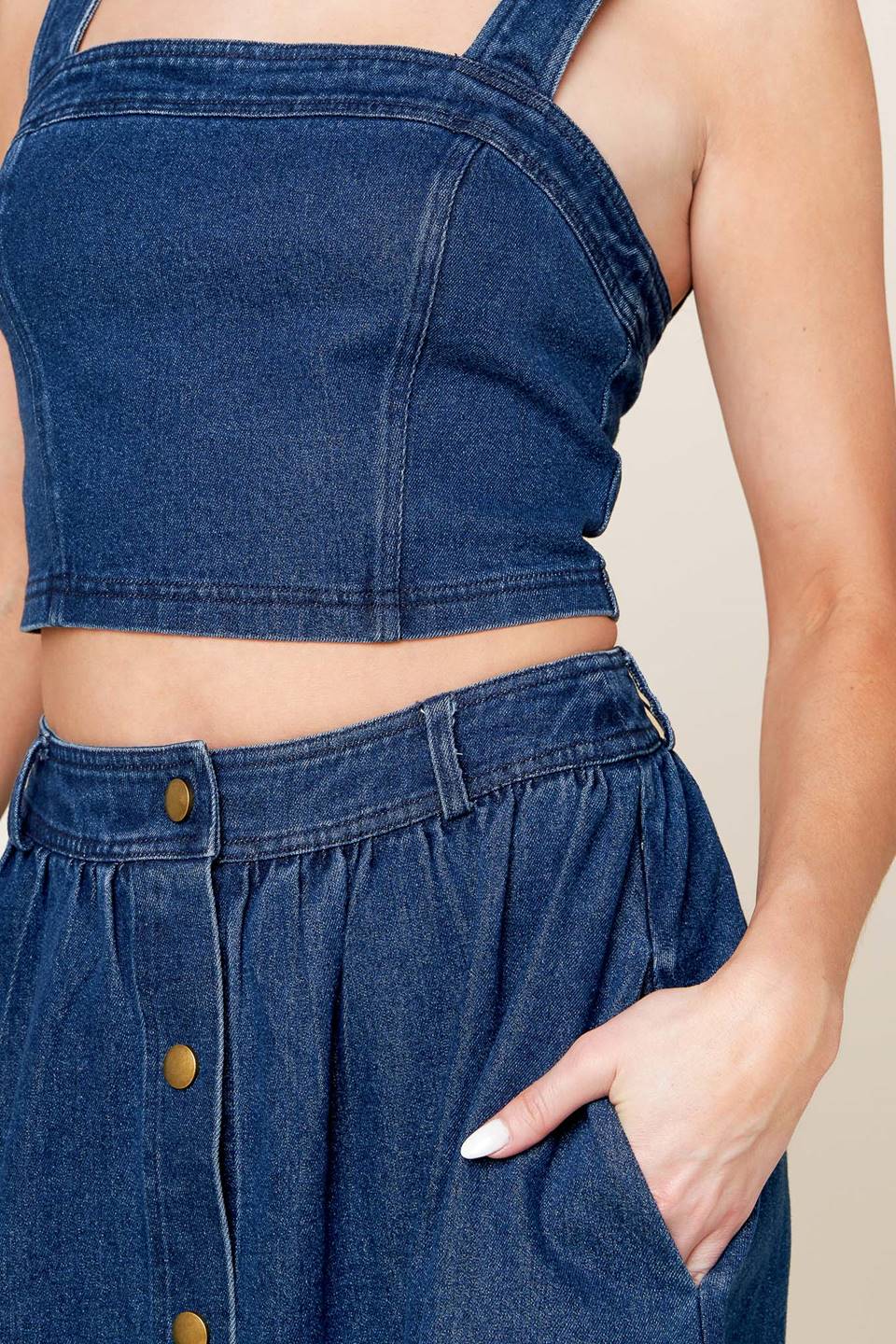 SIMPLY THE VIBE - DENIM CROP TOP & SKIRT SET - Image 7