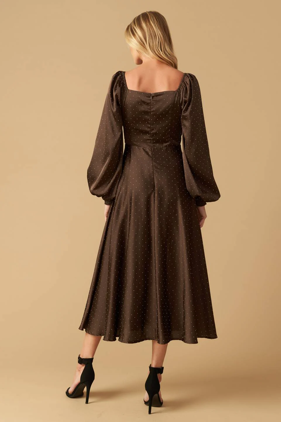 ROMANTIC LOVE - BROWN - LONG SLEEVE MIDI DRESS - FINAL SALE - Image 4