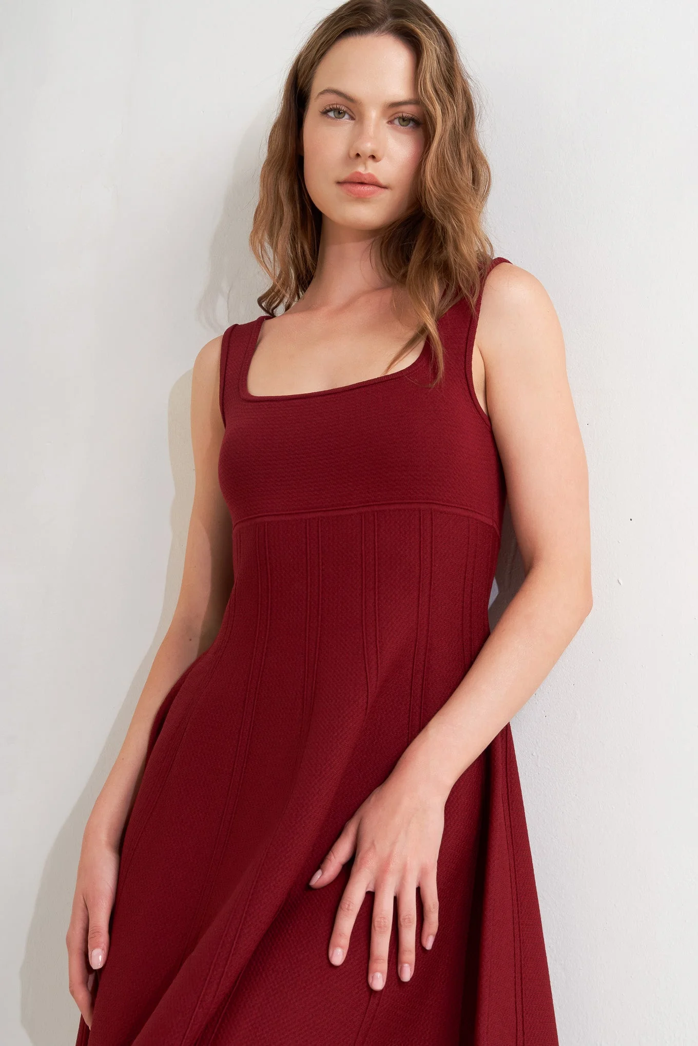SKATER IN WINE SWEATER MINI DRESS - Image 5