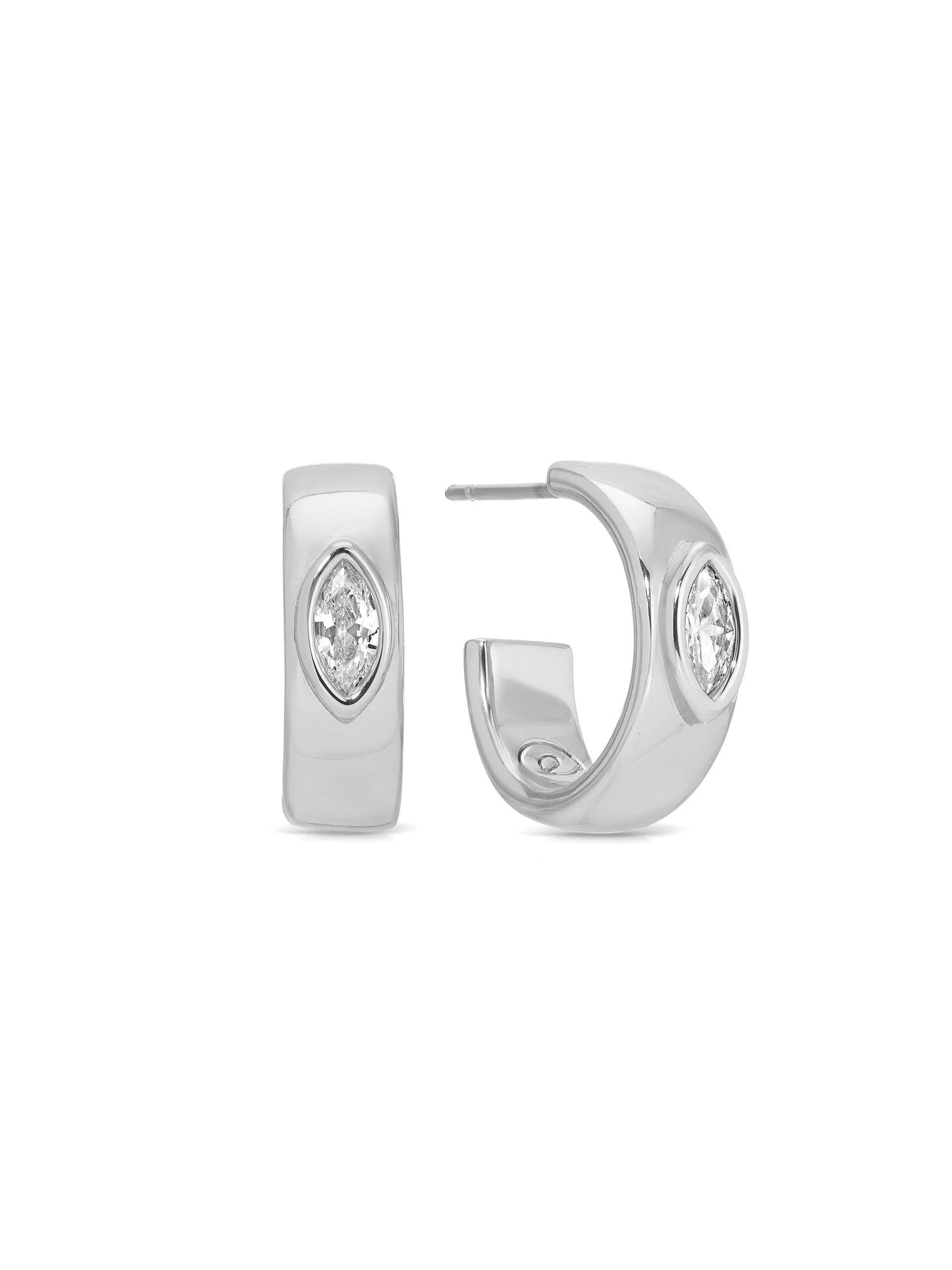 Small Marquise Crystal Hoop Earrings - Image 10