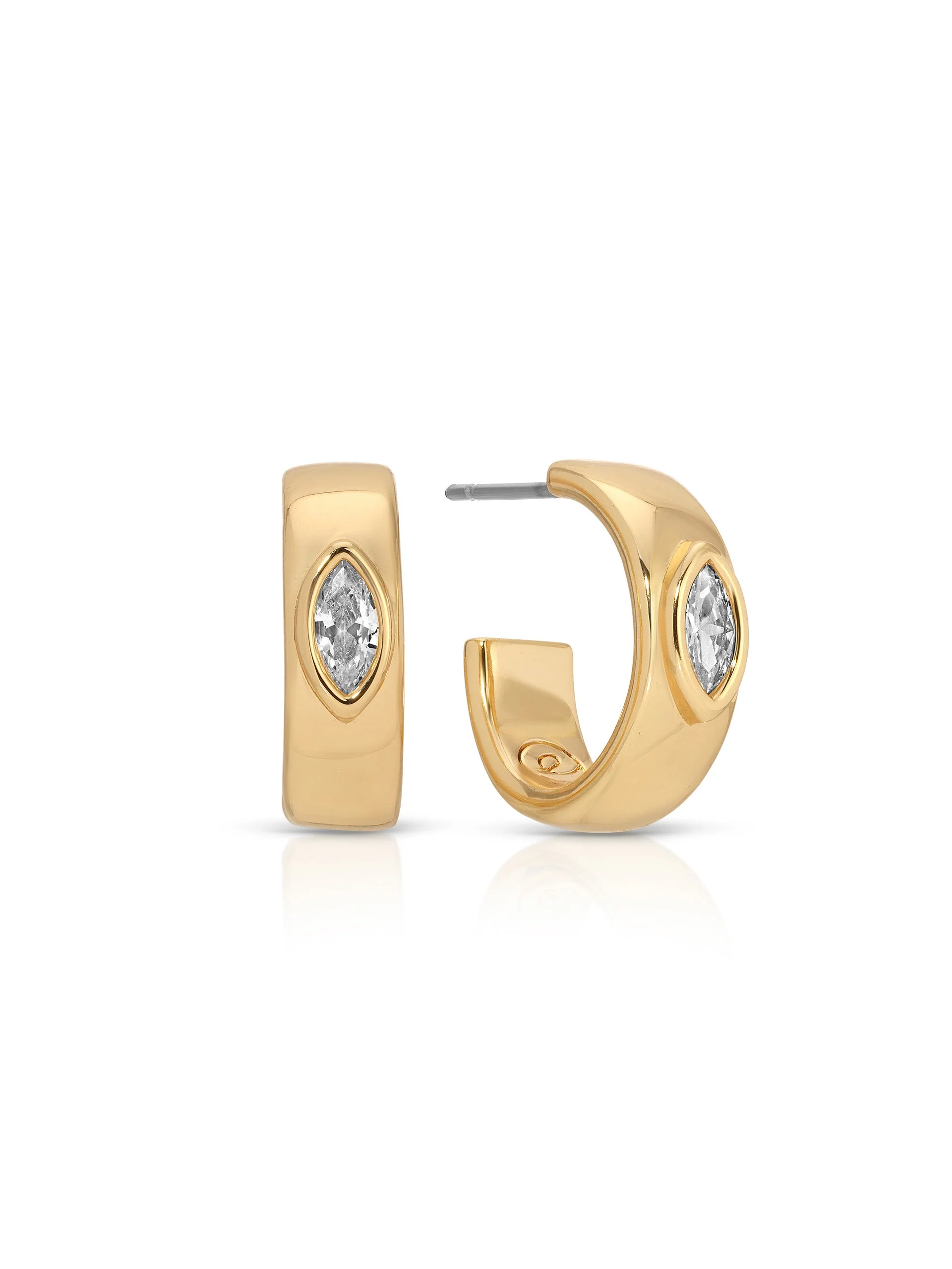Small Marquise Crystal Hoop Earrings - Image 2