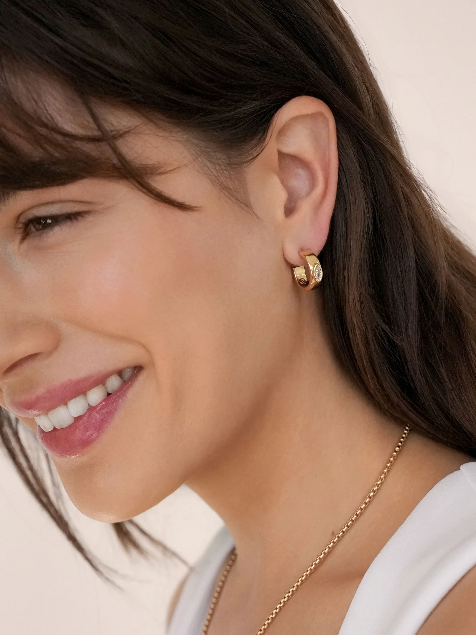 Small Marquise Crystal Hoop Earrings - Image 4
