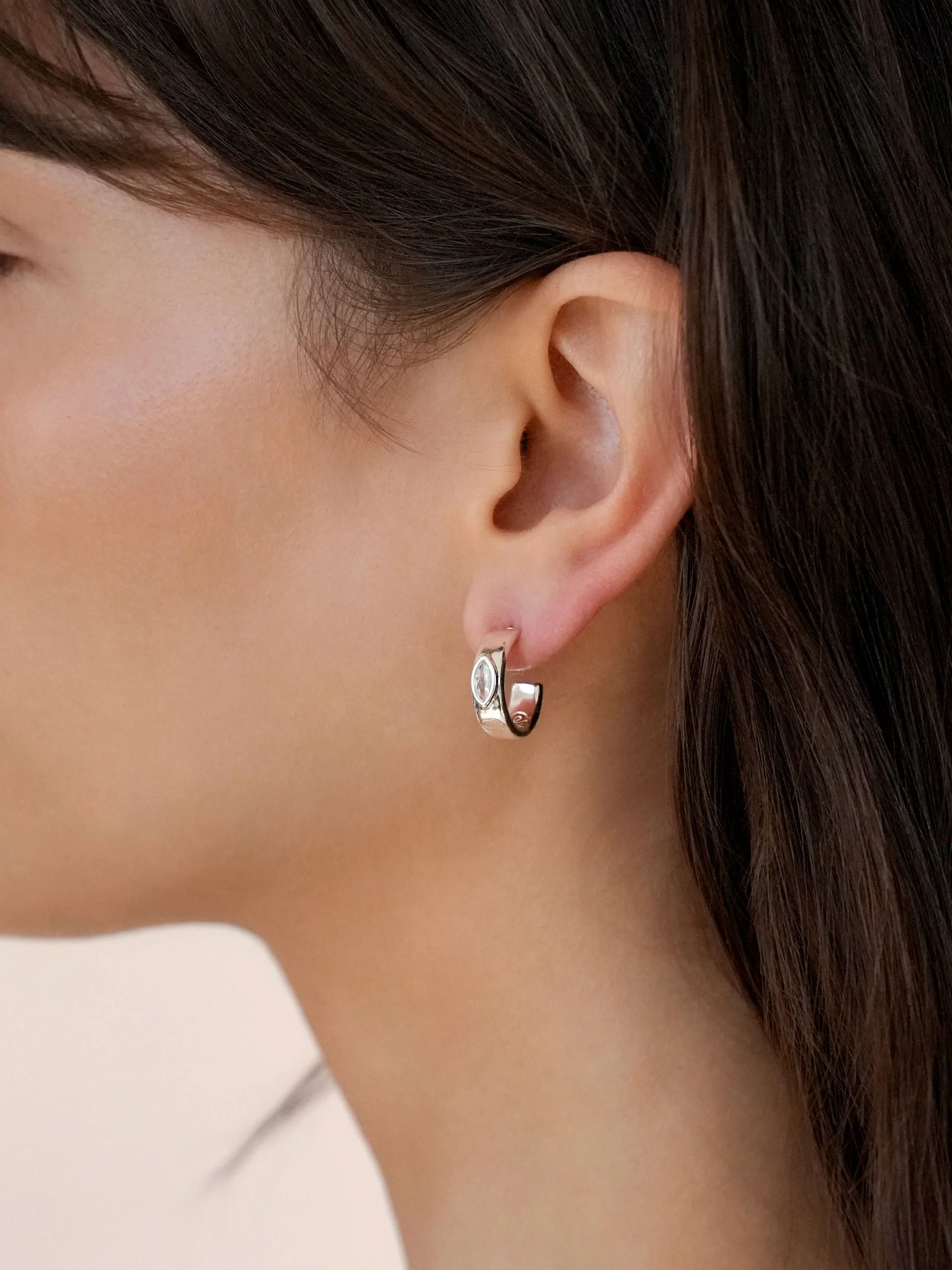 Small Marquise Crystal Hoop Earrings - Image 7