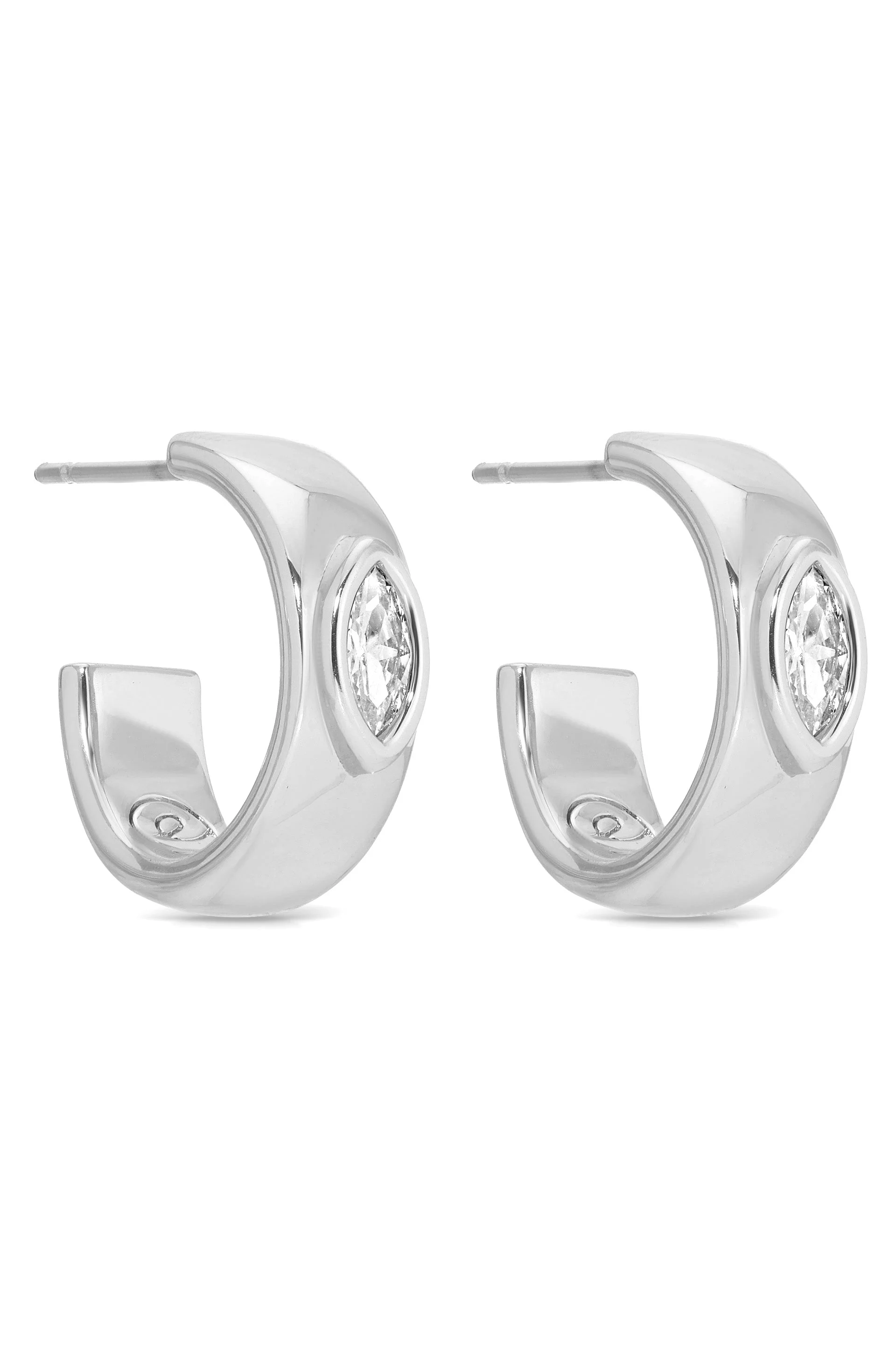 Small Marquise Crystal Hoop Earrings - Image 9
