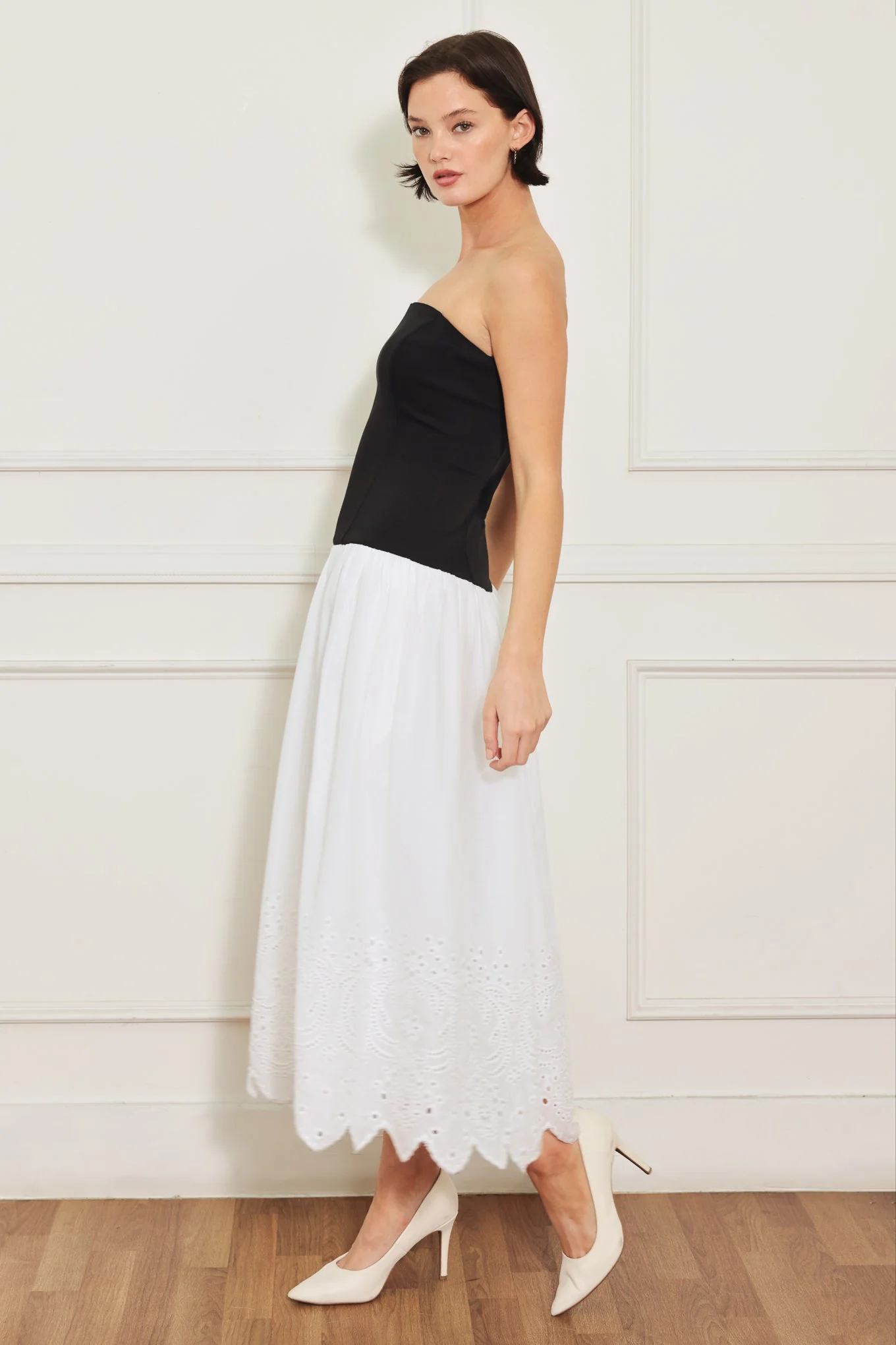 SOFT SPOKEN BEAUTY KNIT BLACK & WHITE MIDI DRESS - Image 6