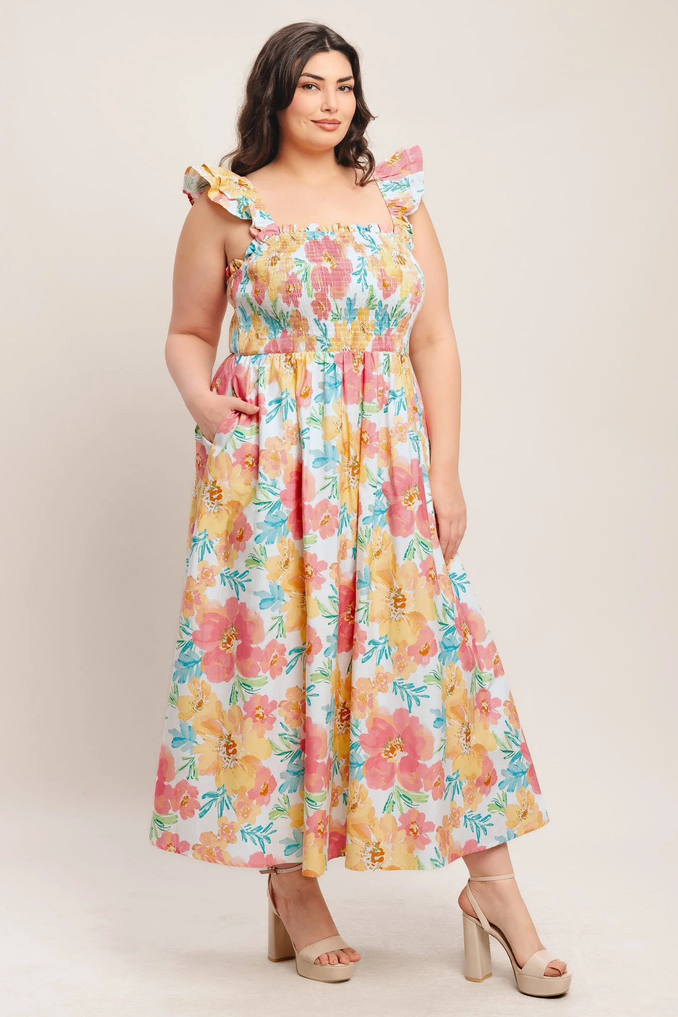 SOFT SUNSHINE FLORAL MIDI DRESS - Image 12