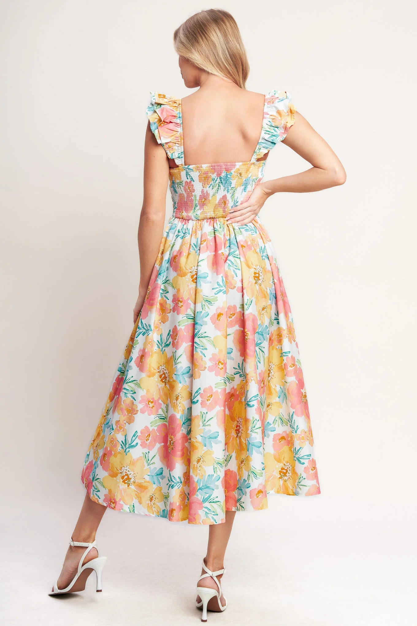 SOFT SUNSHINE FLORAL MIDI DRESS - Image 3
