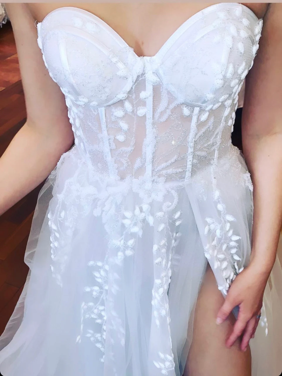SOLAINE GOWN - OFF WHITE - STRAPLESS BUSTIER CORSET A-LINE DRESS - Image 5