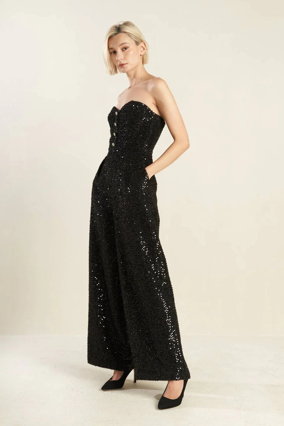 Sorelle Jumpsuit - Black Sequin - Image 6