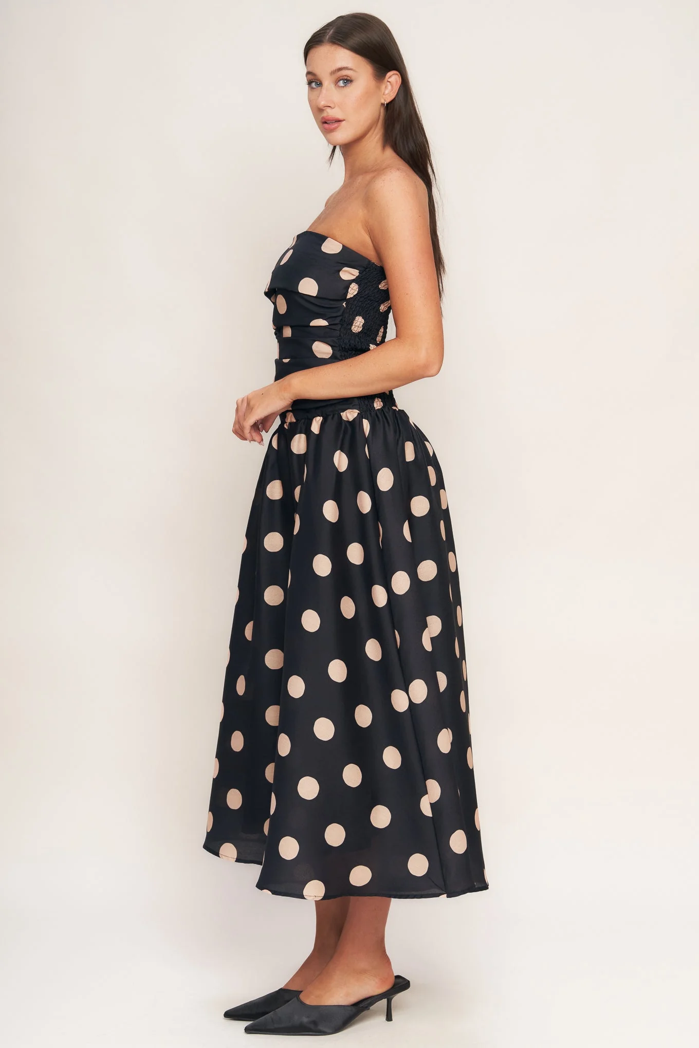 Size Medium, SPOTLIGHT HOUR POLKA DOT MIDI DRESS - FINAL SALE - Image 4
