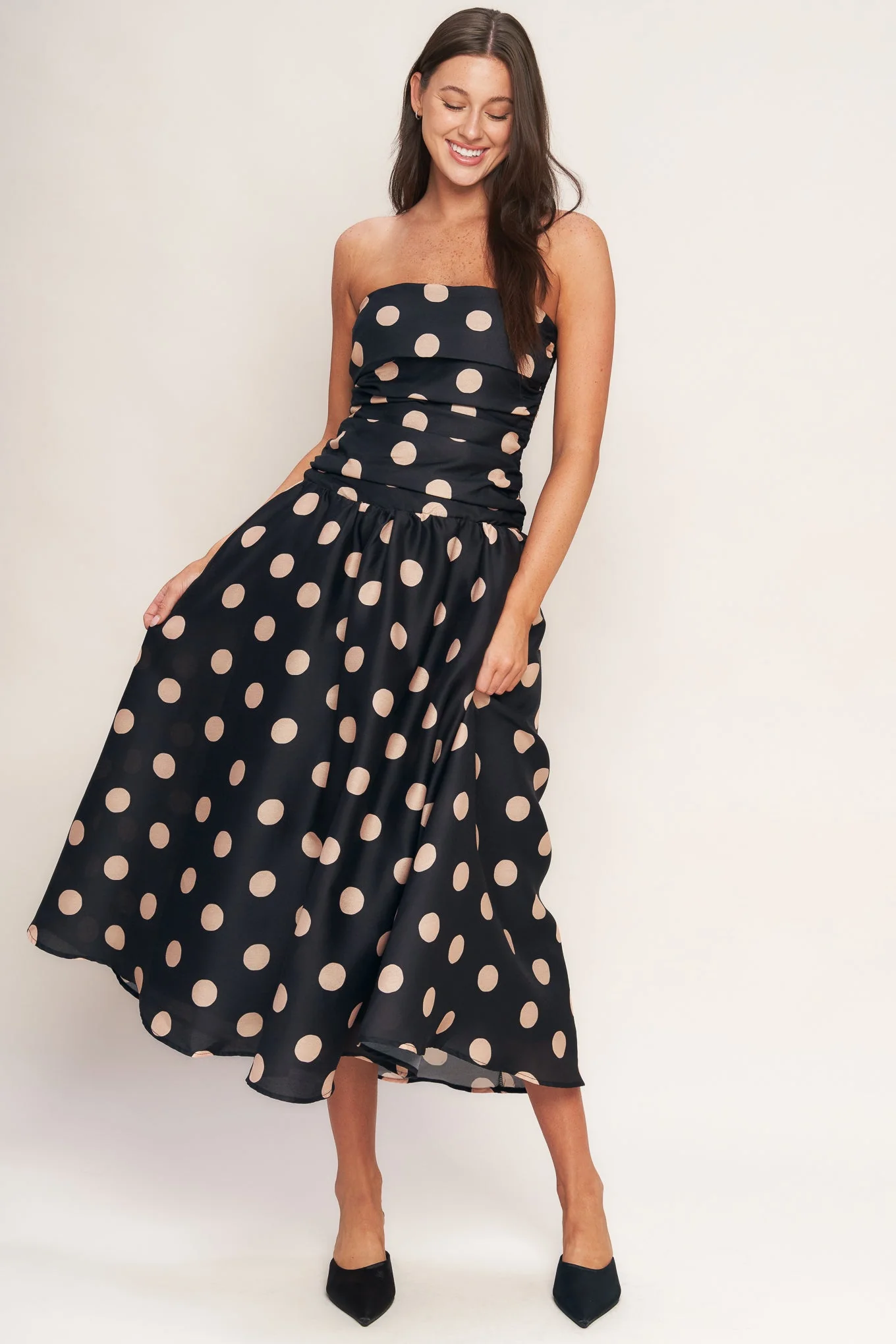 Size Medium, SPOTLIGHT HOUR POLKA DOT MIDI DRESS - FINAL SALE - Image 5