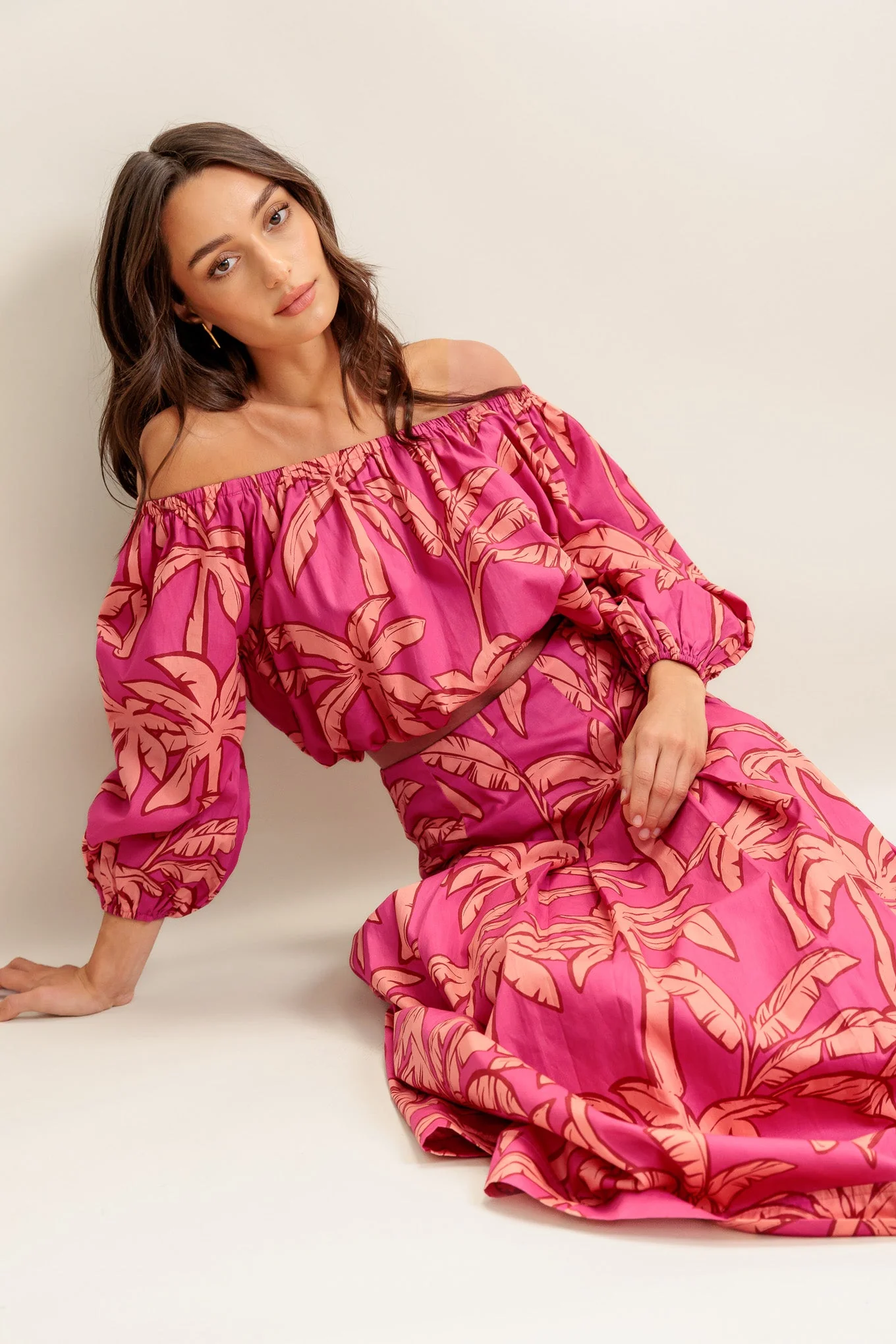 Staci Off-Shoulder Top & Circle Midi Skirt Set - Image 3